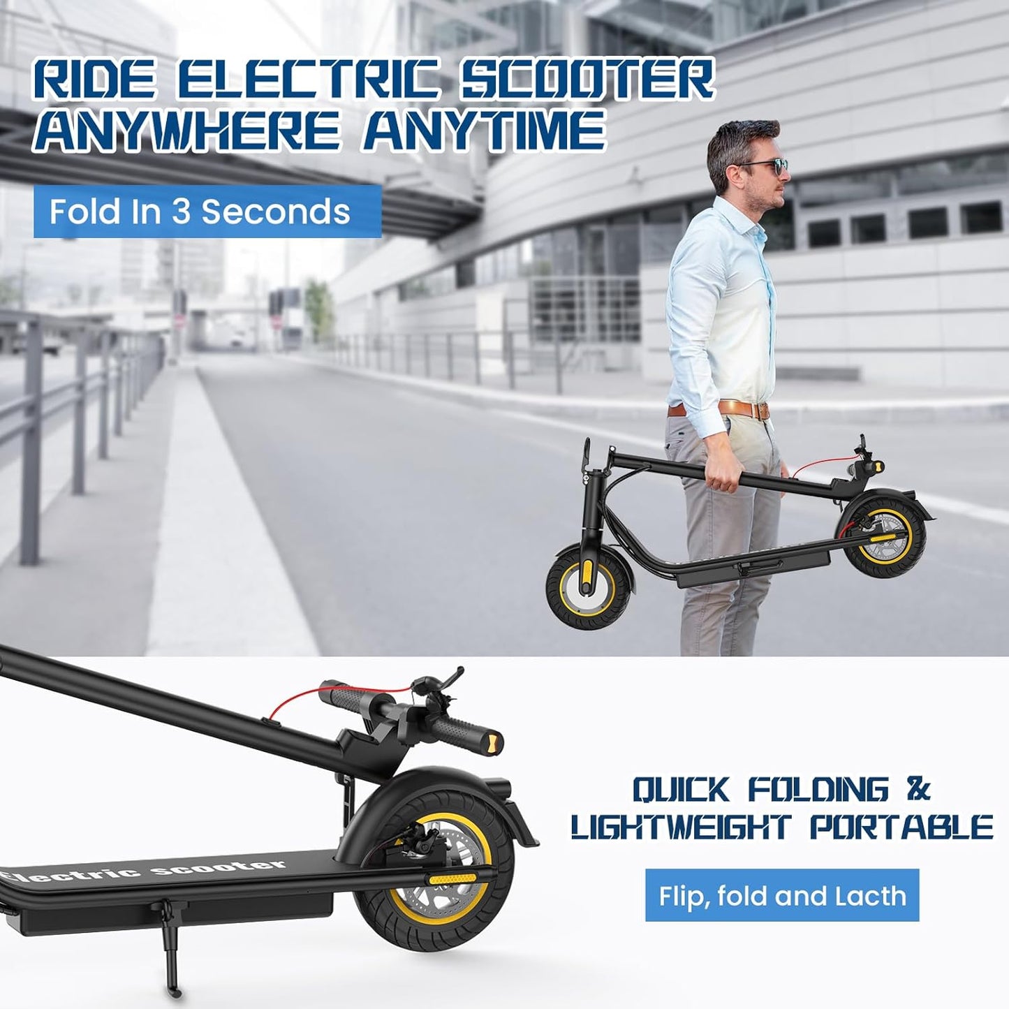 Dluxe Ave. DXH Electric Scooter Adults10" Tires E Scooter with 500W MotorUpto 19MPH & 20Miles Scooter Electric for Adults with Dual Braking Safe System Folding Electric Scooter with APP