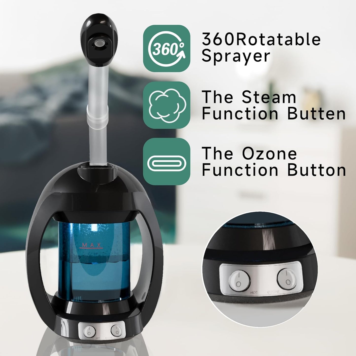Dluxe Ave.  Face Steamer for Facial Deep Cleaning/ Black