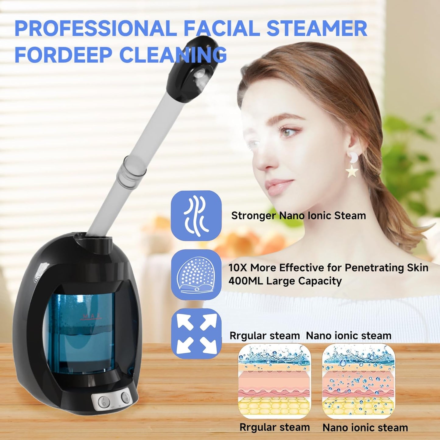 Dluxe Ave.  Face Steamer for Facial Deep Cleaning/ Black