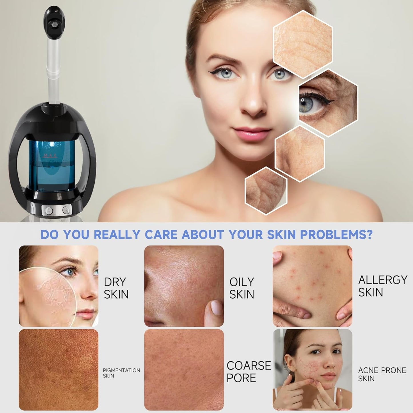 Dluxe Ave.  Face Steamer for Facial Deep Cleaning/ Black