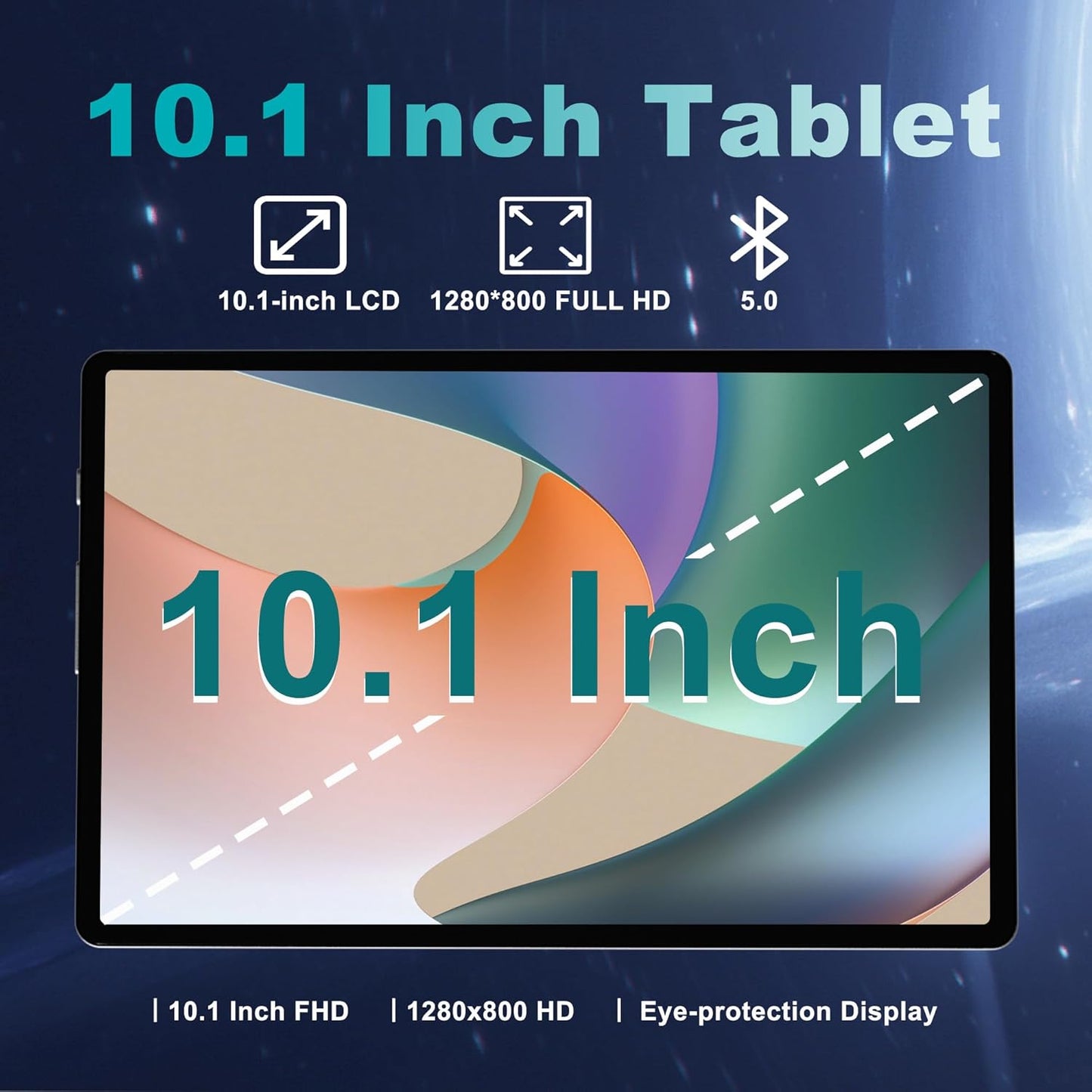 Dluxe Ave. Android 14 Tablet 10.1 Inch Android Tablet PC 8GB RAM 128GB ROM 1TB Expand 8000mAh Battery Octa-Core 10.1 Inch Tablet with 13MP+8MP Camera/Bluetooth/GPS/WiFi/HD Display (Light Blue)