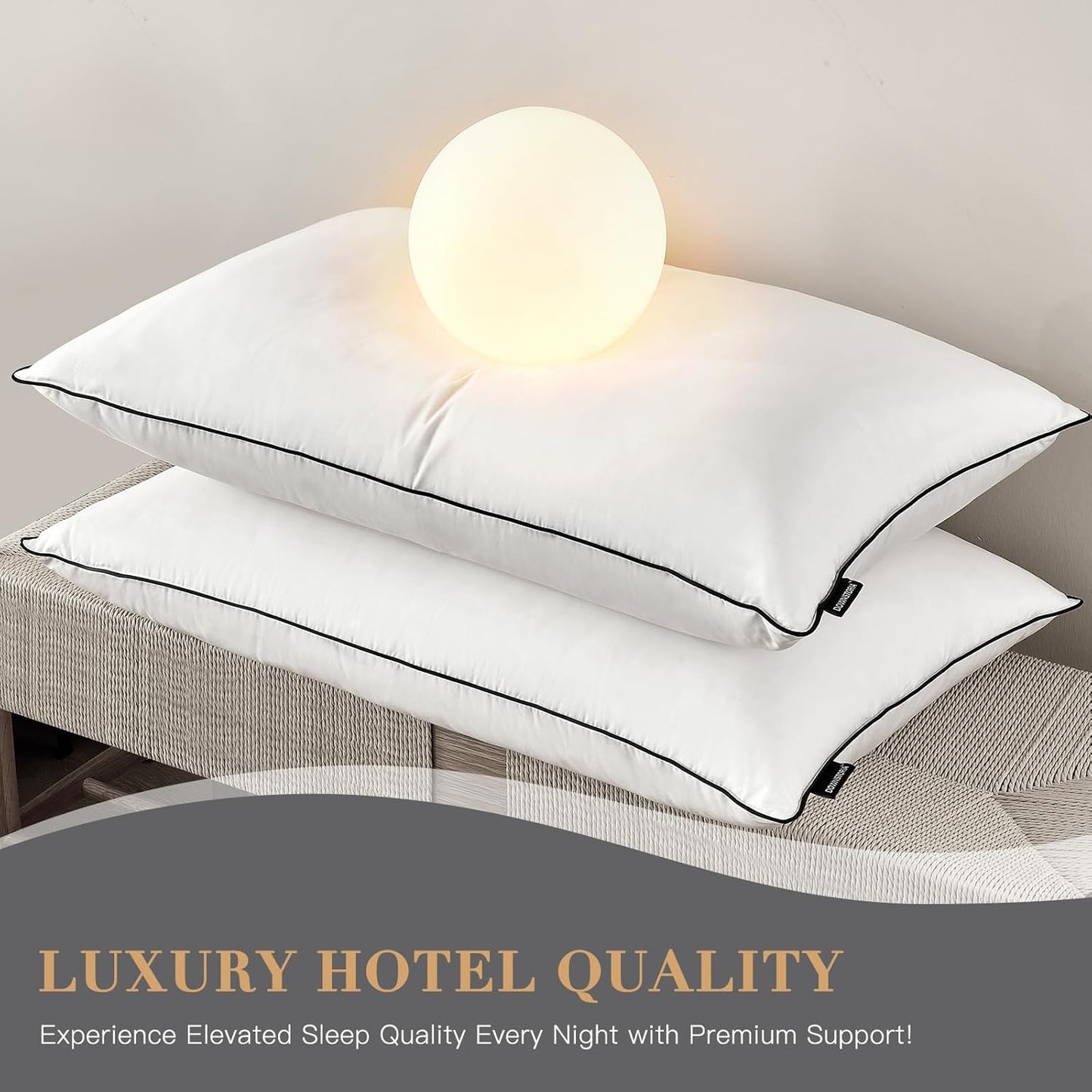 Dluxe Ave. ( KING ) DOWNSTORIA Feather Down Pillow, Luxury Hotel Collection, 1 Pack,{ SOFT/ FLUFFY } 20x36 in.