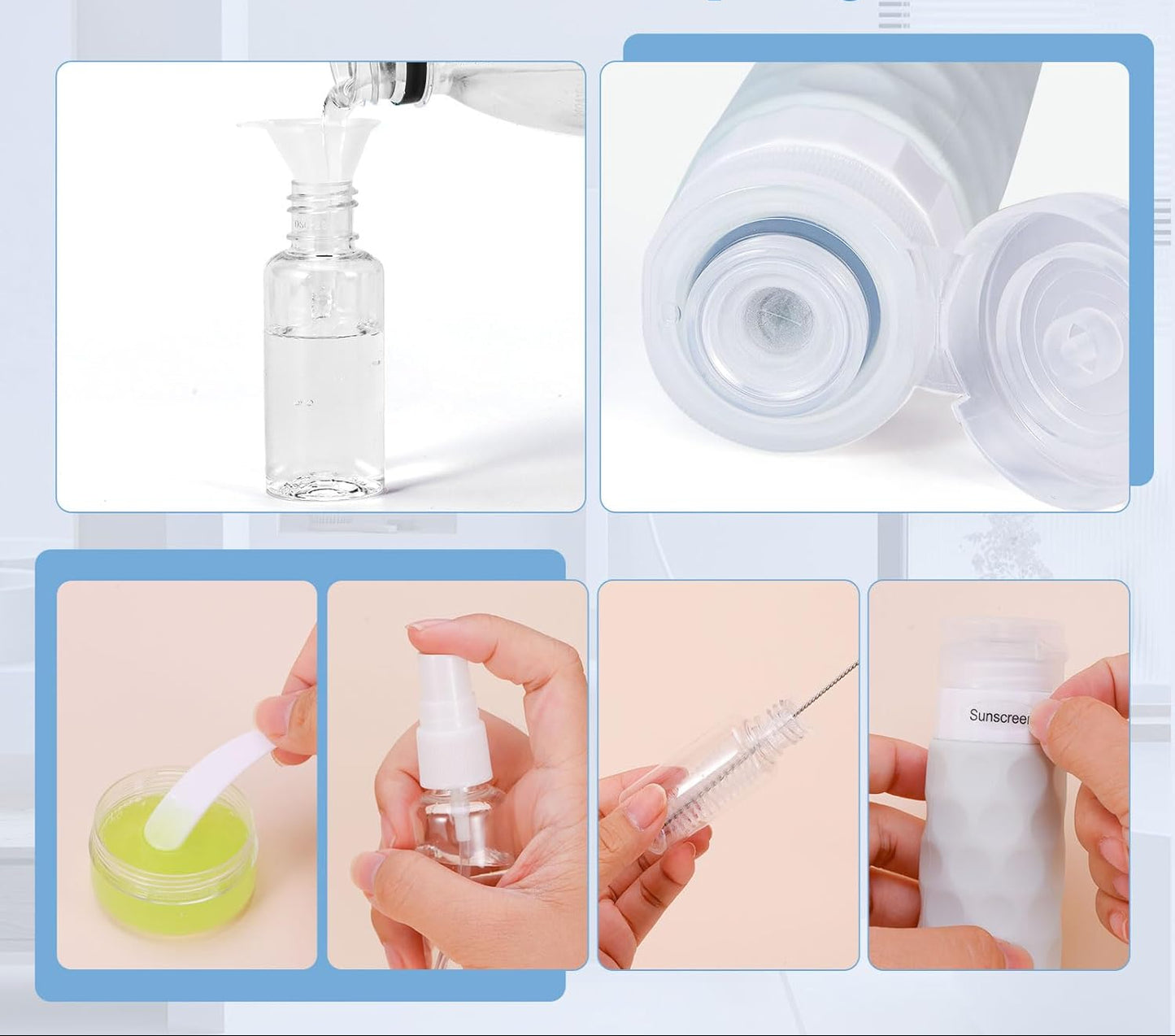 Dluxe Ave. 16pack Travel Bottles for Toiletries/ TSA Approved/ Leak Proof Refillable/ Gray