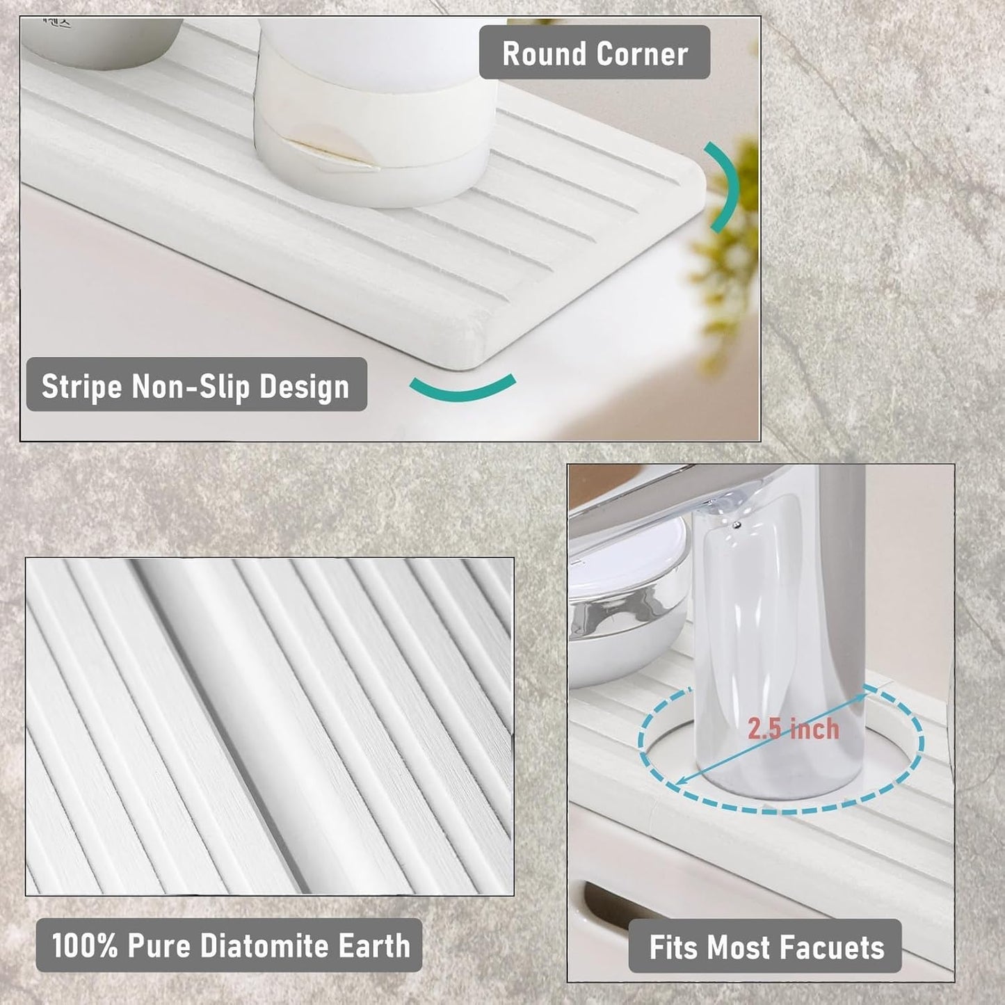 Dluxe Ave. Mat for Sink/ Stone White (15.74 x 3.54 in)
