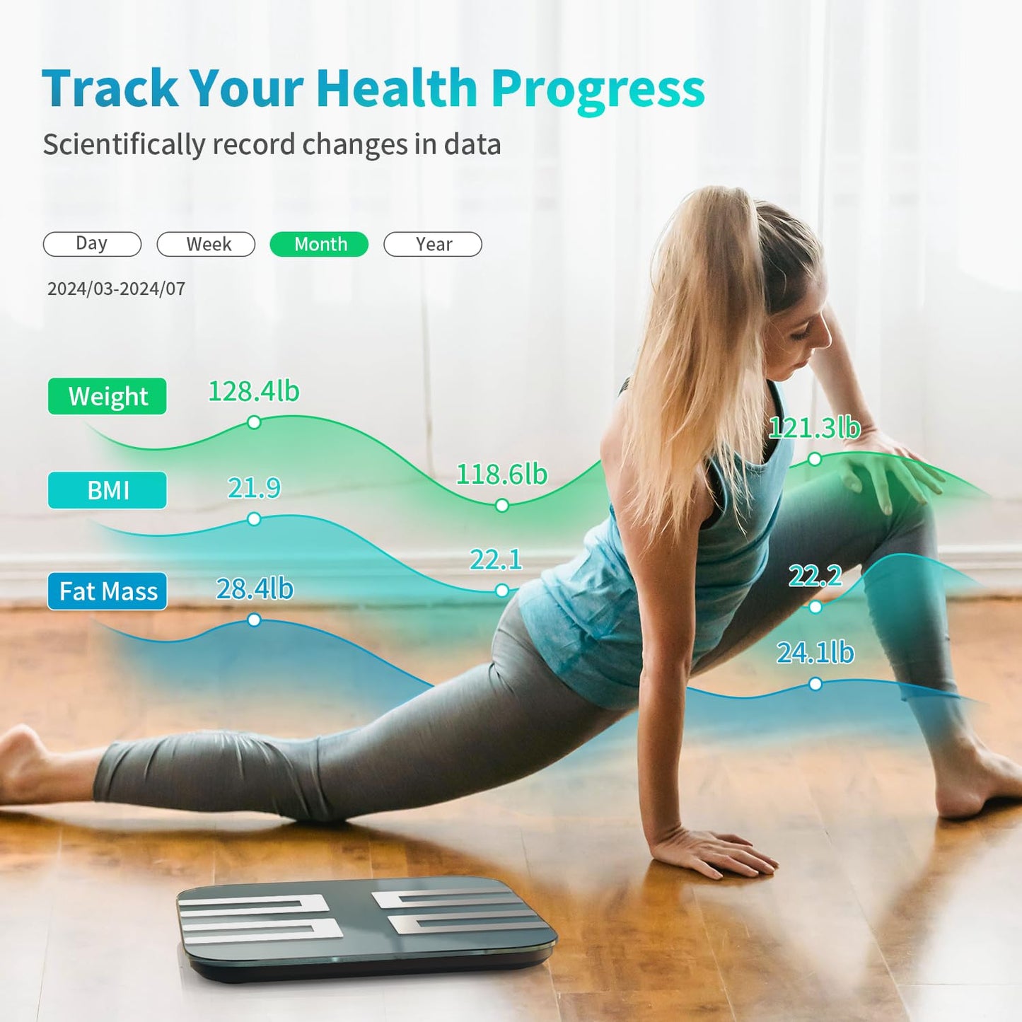 Dluxe Ave. NLV Smart Scale for Body Weight Digital Bathroom Scale LED Display BMI Body