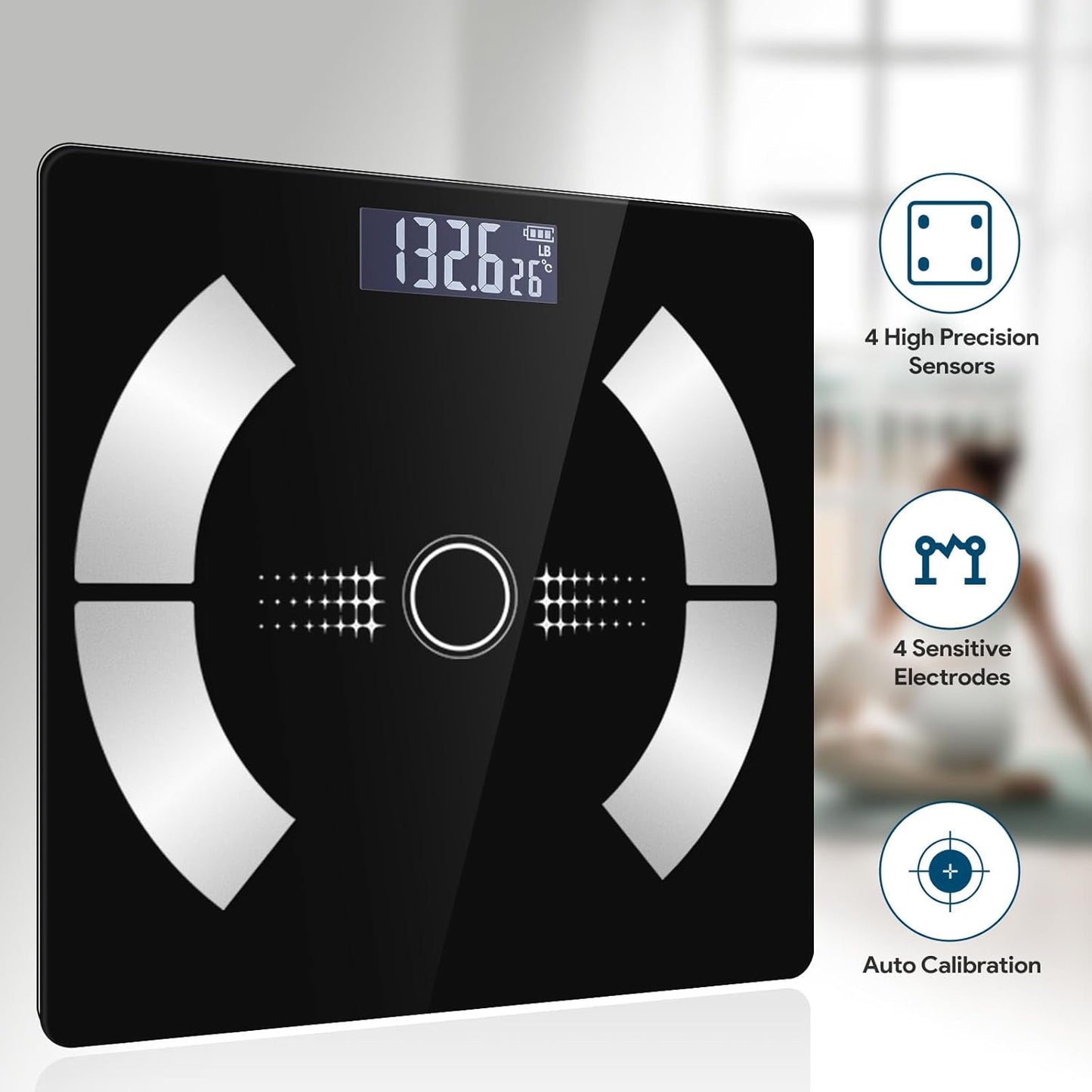 Dluxe Ave.Digital Simple and Practical Body Fat Scale with Led Display Bathroom Scale (Black)
