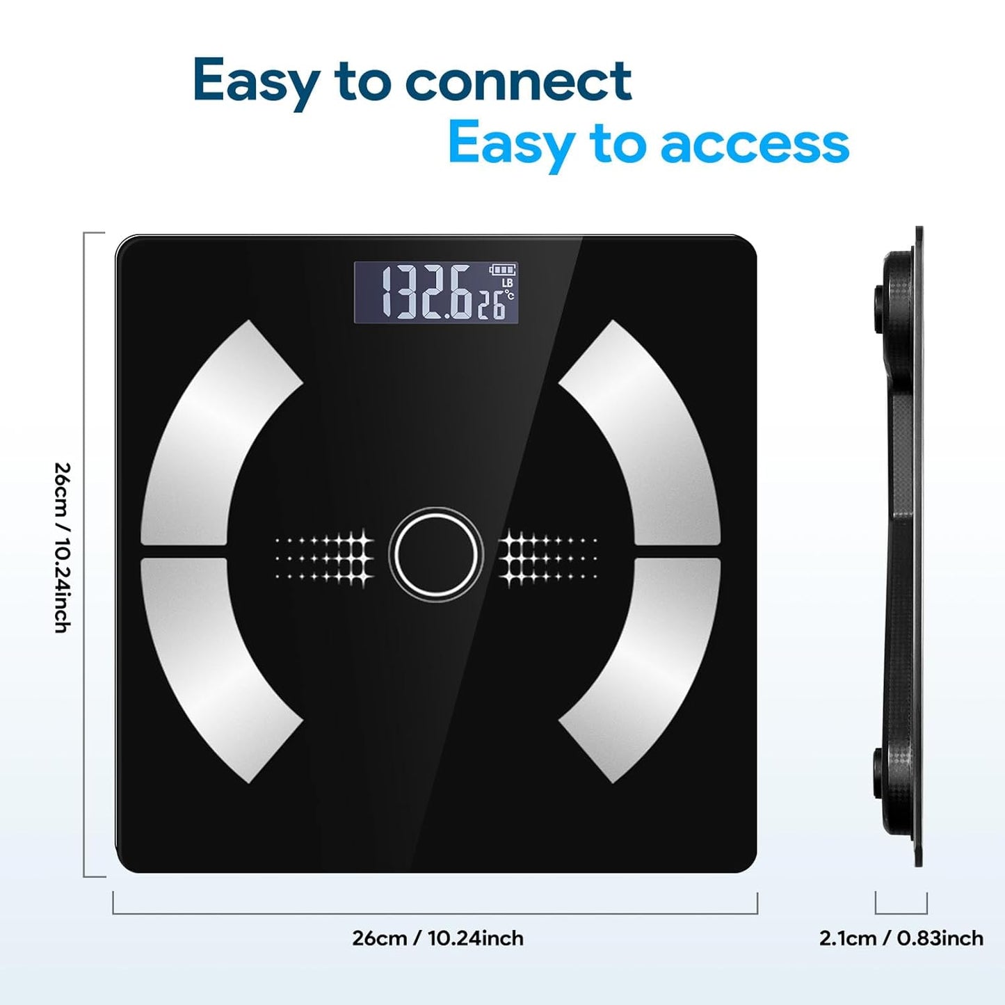 Dluxe Ave.Digital Simple and Practical Body Fat Scale with Led Display Bathroom Scale (Black)