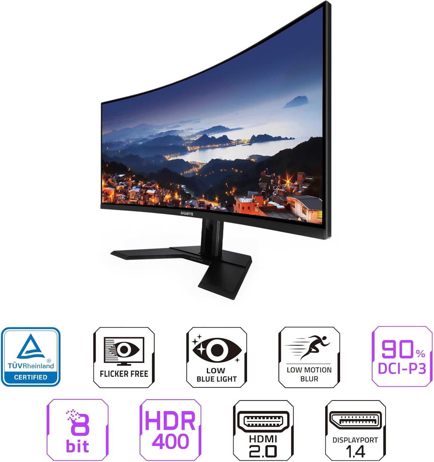 Dluxe Ave. GIGABYTE  Pro Version - 34" VA Curved Gaming Monitor - WQHD 3440x1440-180Hz -