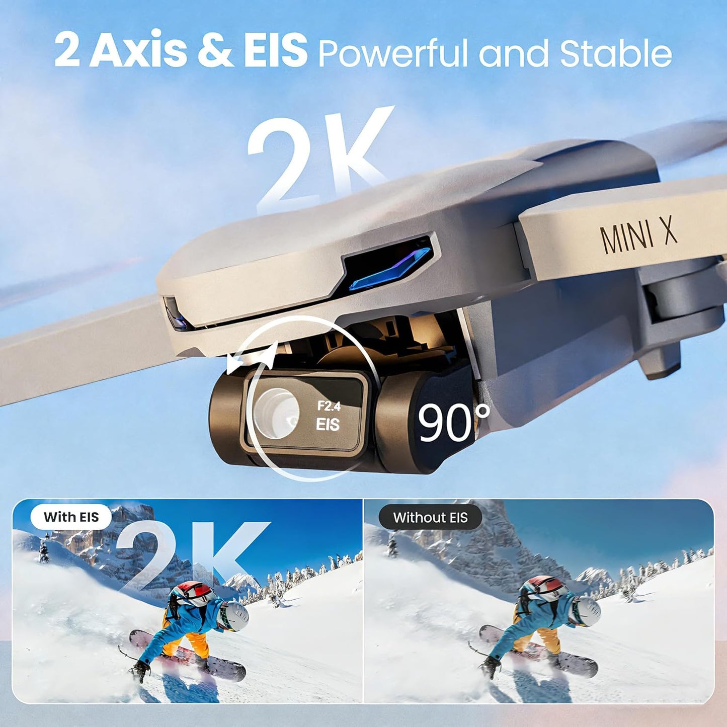 Dluxe Ave. Drone with 4K Camera for Adults/ 2-Axis Gimbal RC Quadcopter/ GPS Drone with Auto Return/ Under249g
