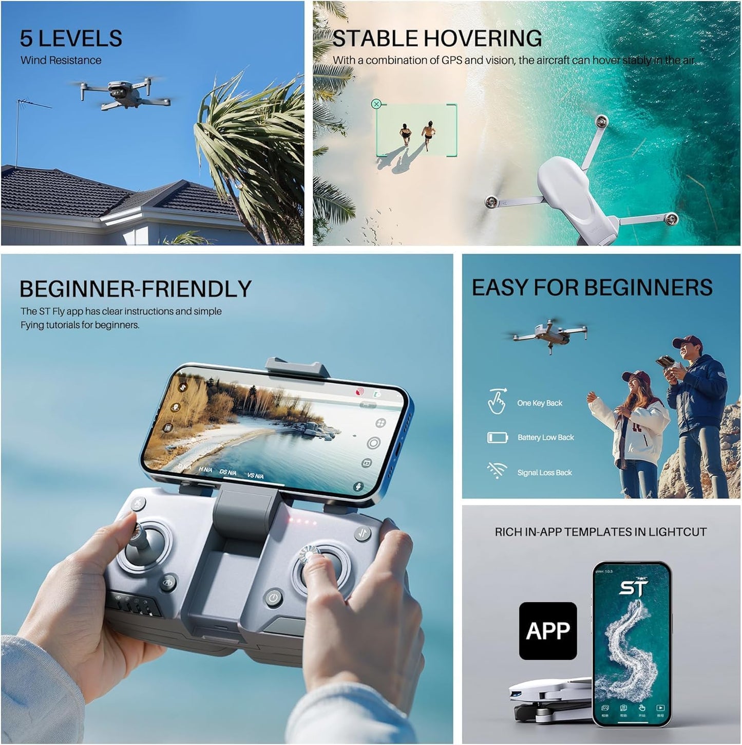 Dluxe Ave. Drone with 4K Camera for Adults/ 2-Axis Gimbal RC Quadcopter/ GPS Drone with Auto Return/ Under249g