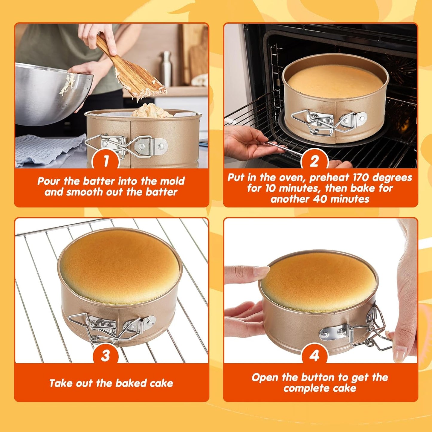 Dluxe Aved. 12 Pcs 4 Inch Mini Springform Pan/ (Gold)
