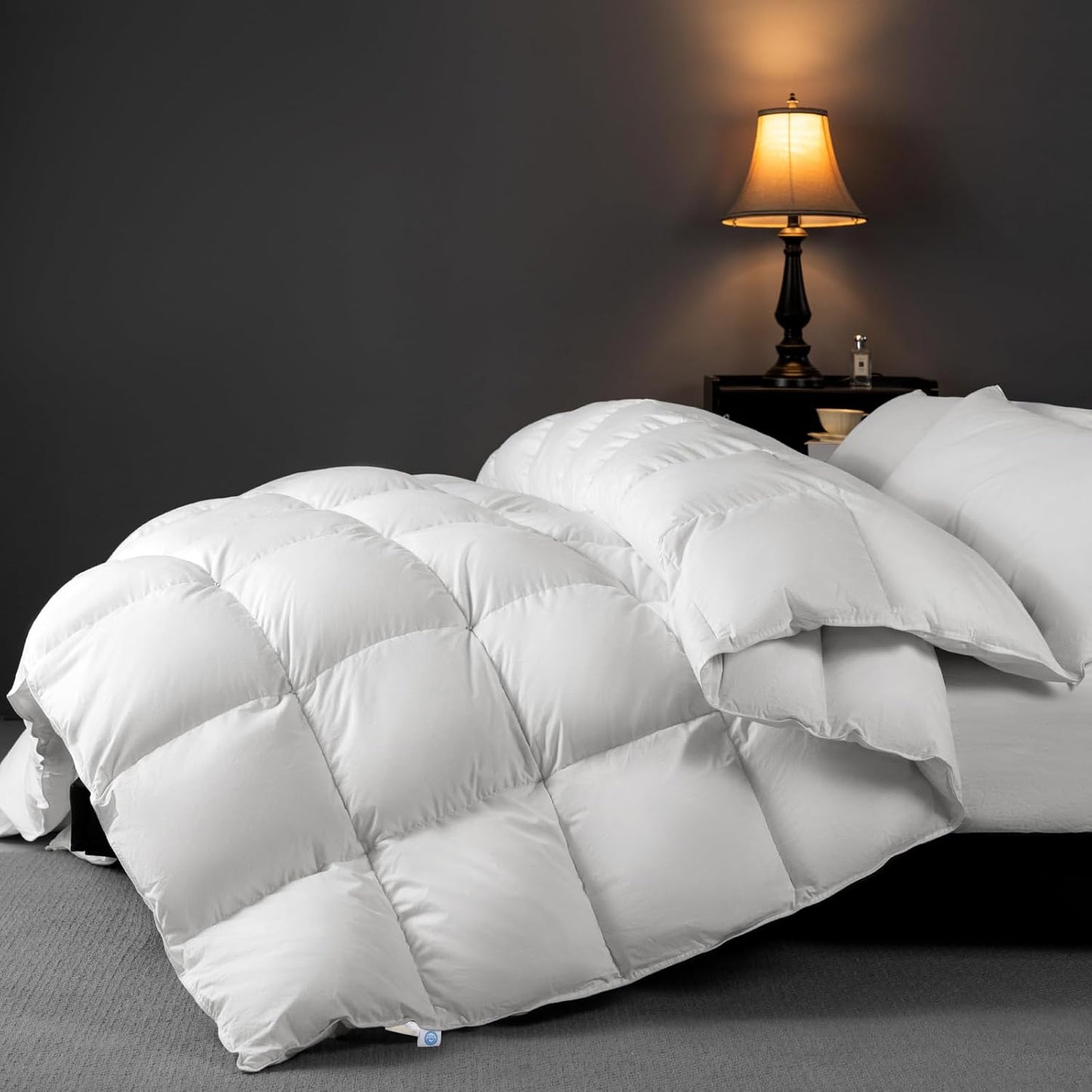 Dluxe Ave. ( TWIN ) White Goose Down Comforter 850 Fill Power All Season Duvet Insert/ 50 oz Ultra-Soft 100% Cotton Duvet Cover Fluffy Cozy Luxury Hotel Collection/ White