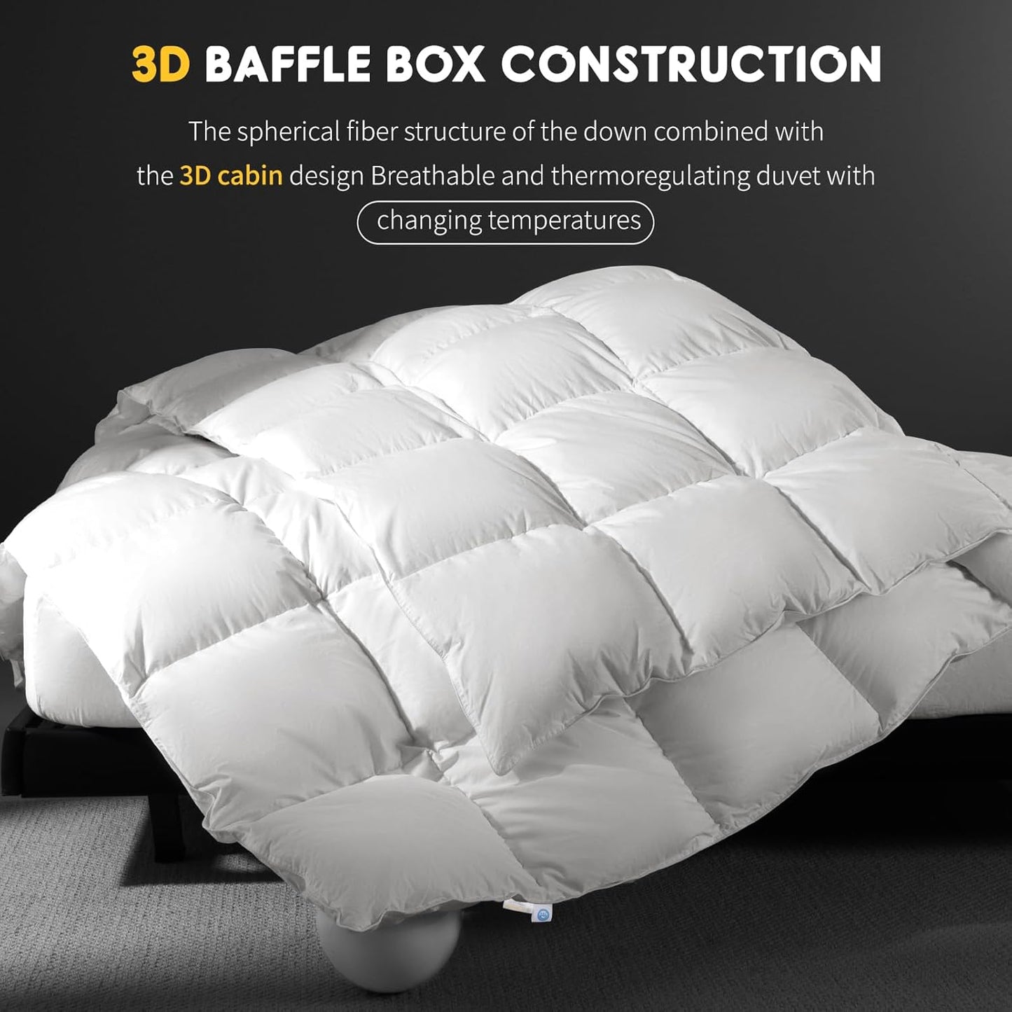 Dluxe Ave. ( TWIN ) White Goose Down Comforter 850 Fill Power All Season Duvet Insert/ 50 oz Ultra-Soft 100% Cotton Duvet Cover Fluffy Cozy Luxury Hotel Collection/ White
