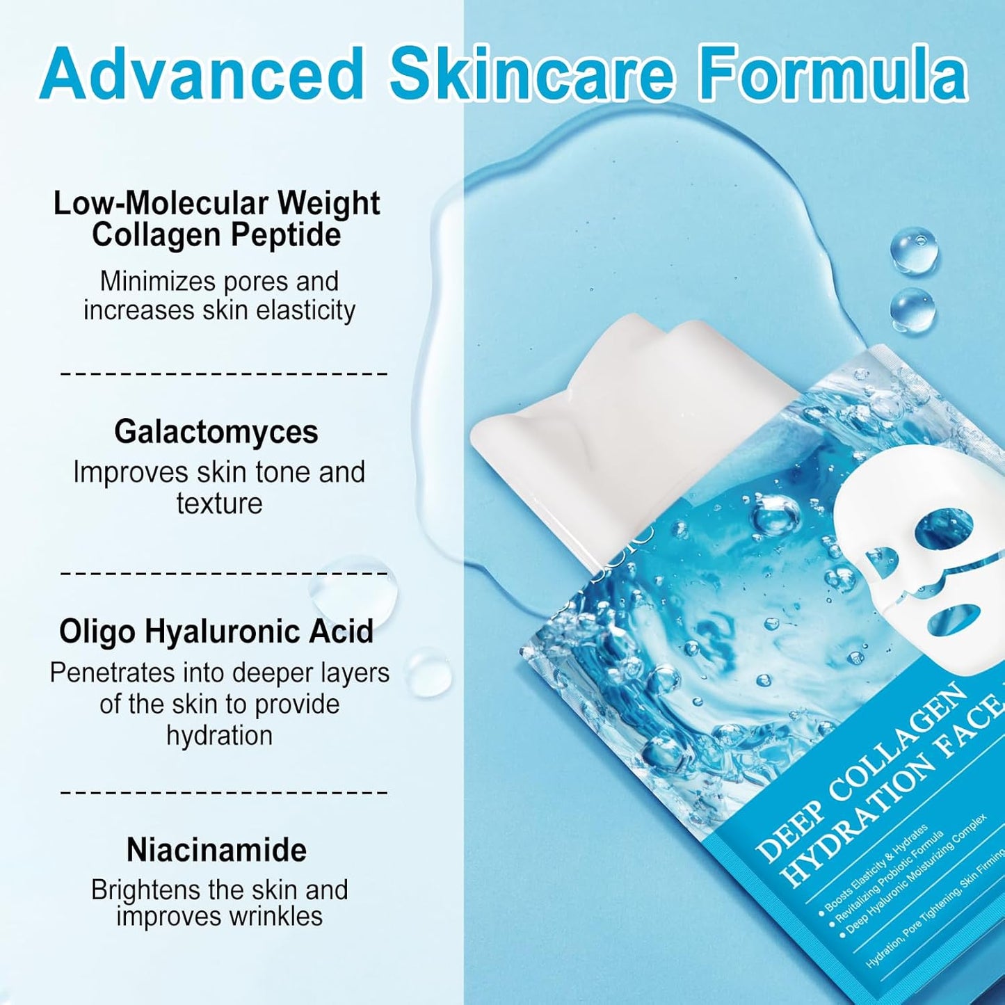 Dluxe Ave. CLFJLXYX Collagen Face Mask for Deep Hydration，Moisture Locking，Hydrogel Mask，Collagen Night Wrapping Mask，Brightens Skin Tone，Promotes Elasticity and Firmness，Korean Skin Care-4 Pack