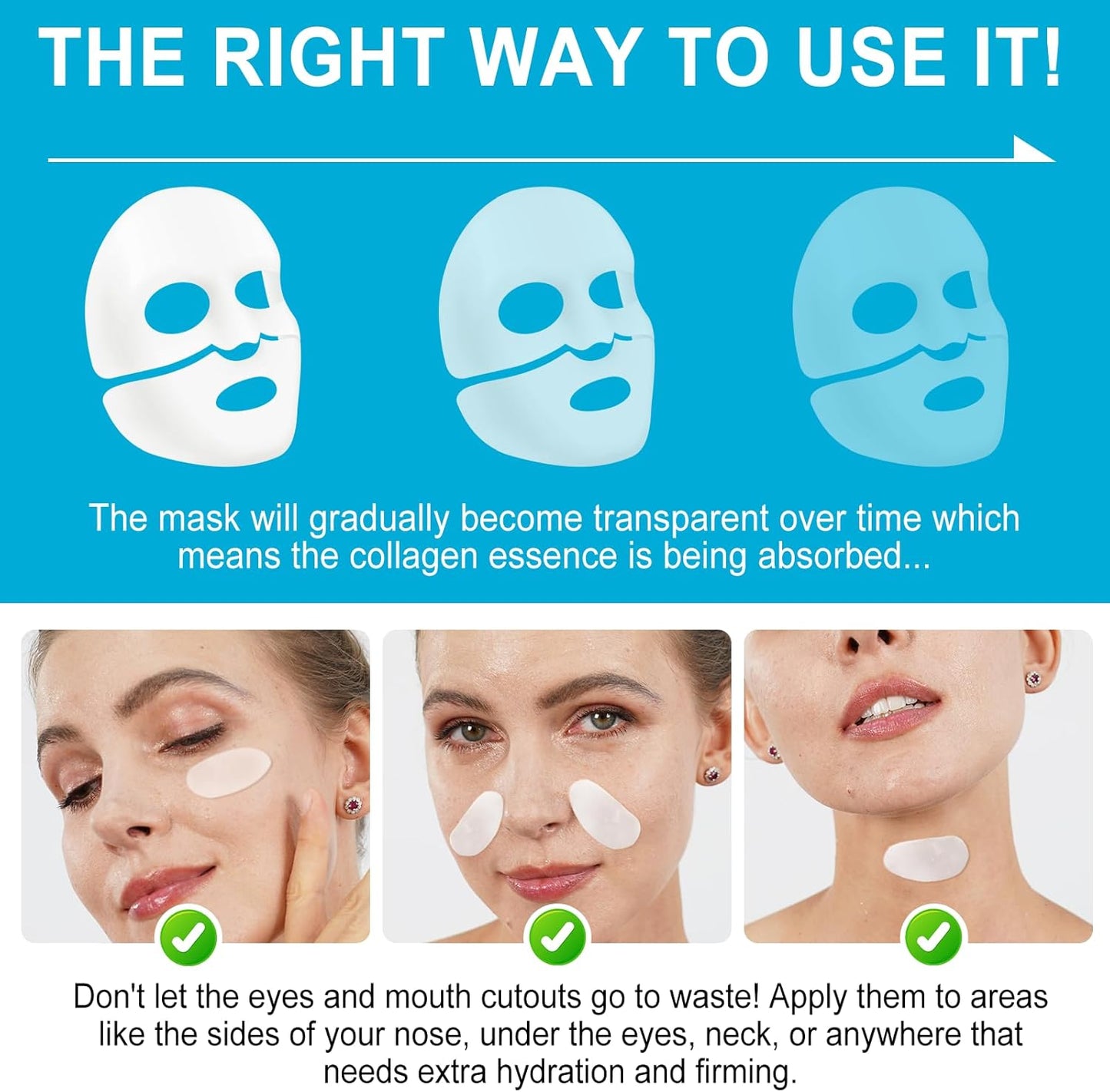 Dluxe Ave. CLFJLXYX Collagen Face Mask for Deep Hydration，Moisture Locking，Hydrogel Mask，Collagen Night Wrapping Mask，Brightens Skin Tone，Promotes Elasticity and Firmness，Korean Skin Care-4 Pack