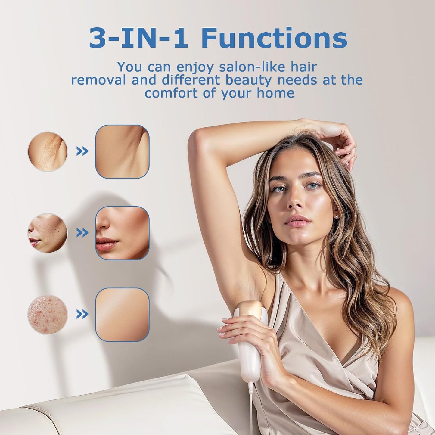 Dluxe Ave. Laser Hair Removal Ubroo IPL Laser Hair Removal for Women and Men 3 In 1 At Home Hair Removal Device 999900+ Flashes Permanent Painless Hair Removal Machine with Ice Cooling for Whole Body Use