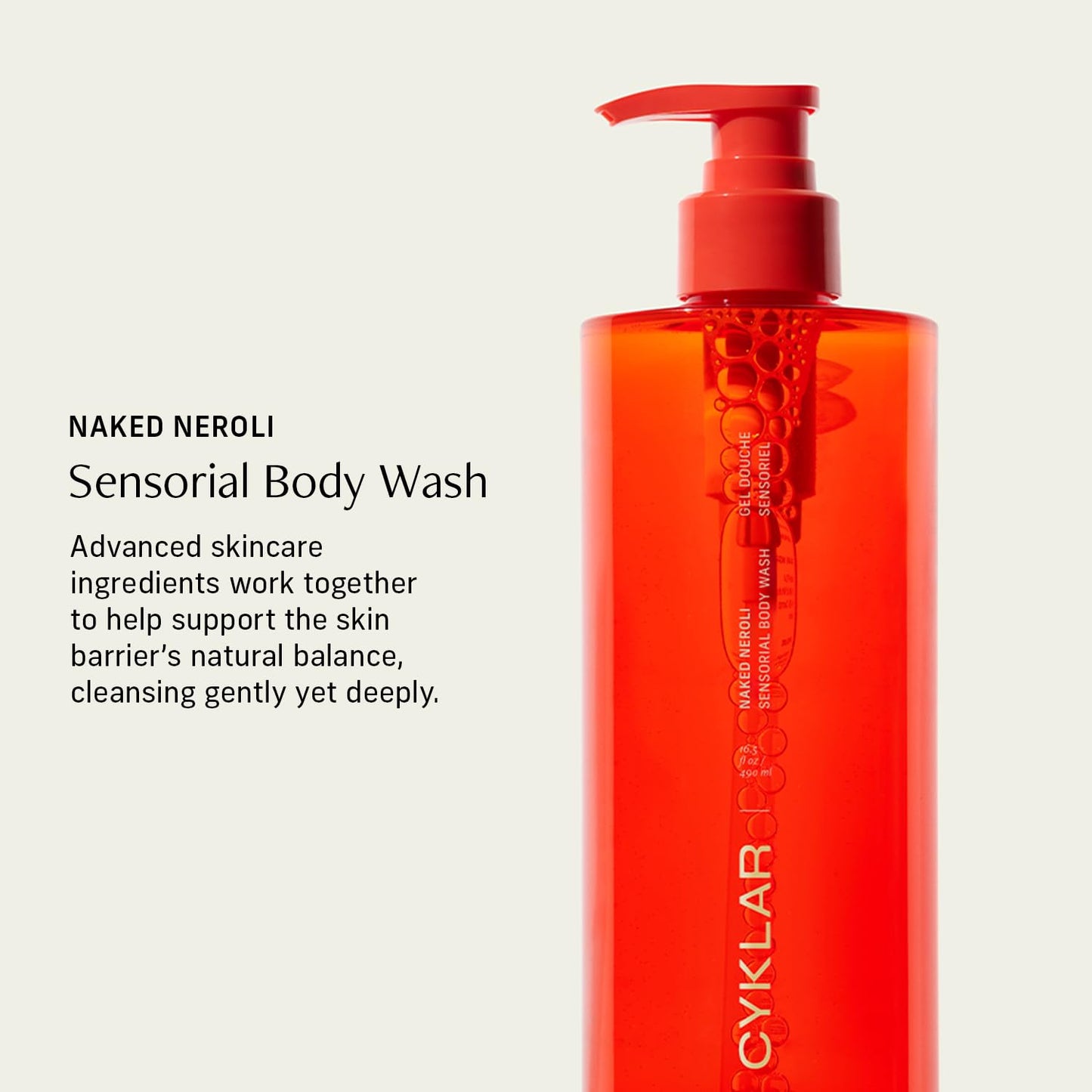 Dluxe Ave. CYKLAR - Sensorial Body Wash - Luxury Body Cleanser with Skincare Ingredients - Sodium PCA & Glycerin - Naked Neroli Fragrance - 16.5 Fl Oz