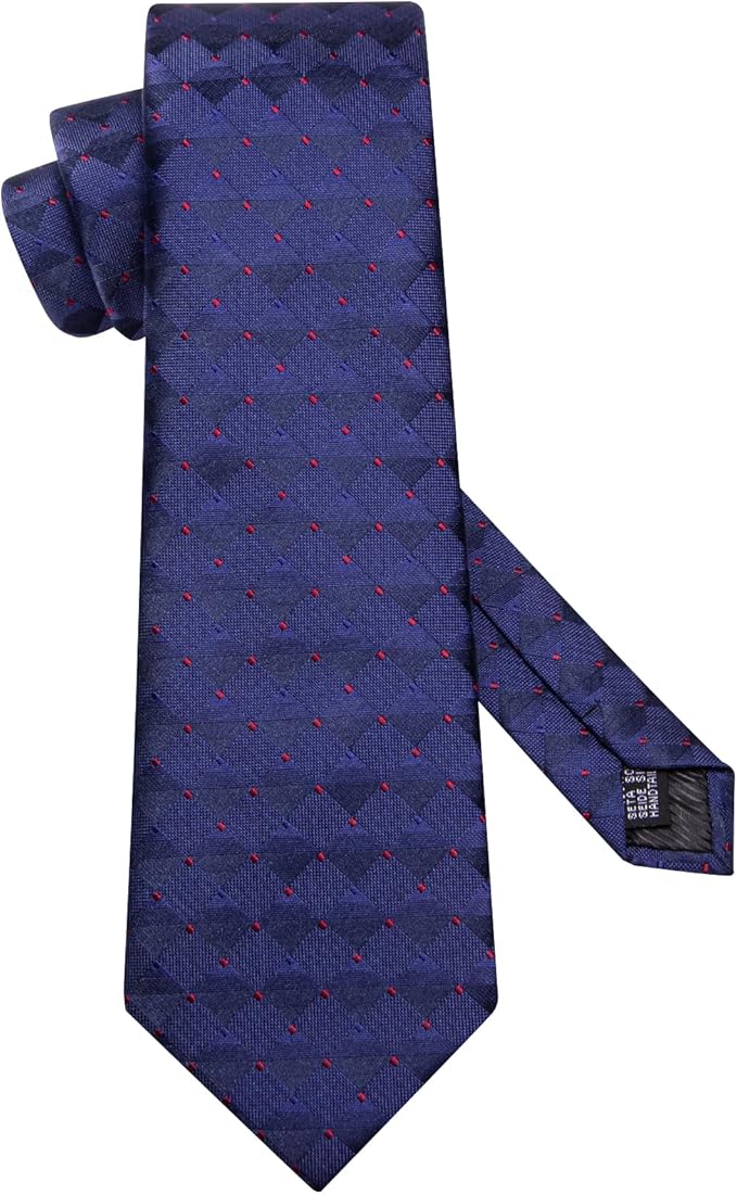 Dluxe Ave. Mens Ties Set Silk Ties for Men 4PCS Neck Tie & Pocket Square Flower Lapel Pin Cufflinks Set Black Red Green Tie Royal Blue