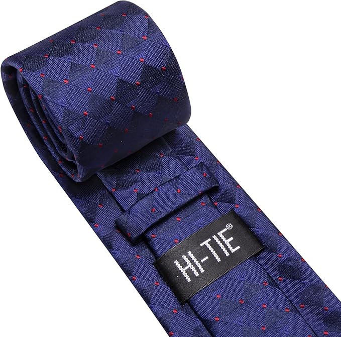 Dluxe Ave. Mens Ties Set Silk Ties for Men 4PCS Neck Tie & Pocket Square Flower Lapel Pin Cufflinks Set Black Red Green Tie Royal Blue