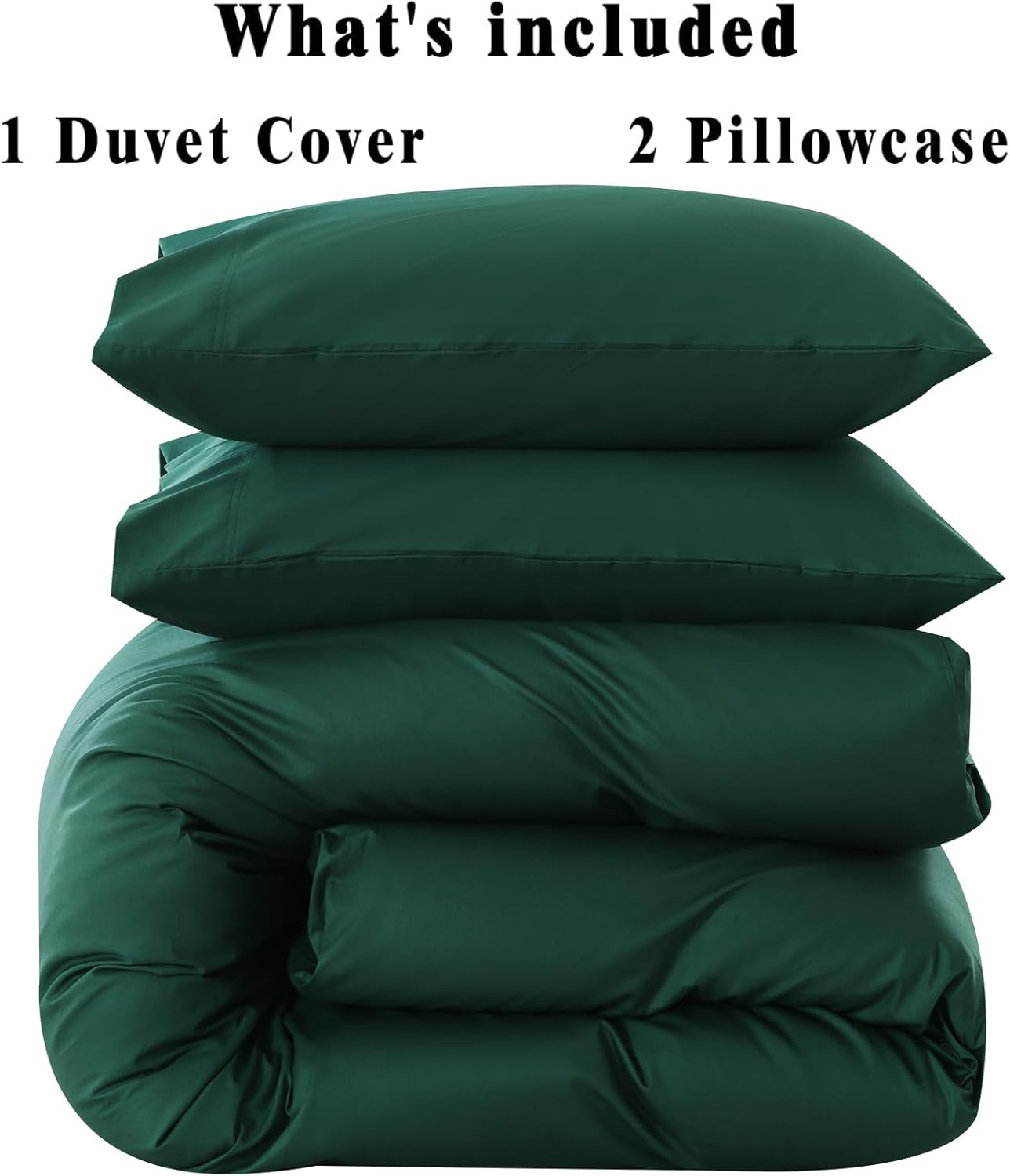 Dluxe Ave. ( QUEEN ) 3 Pcs 100% Organic Cotton {Duvet Cover} Luxury 400 Thread Count, Dark Green