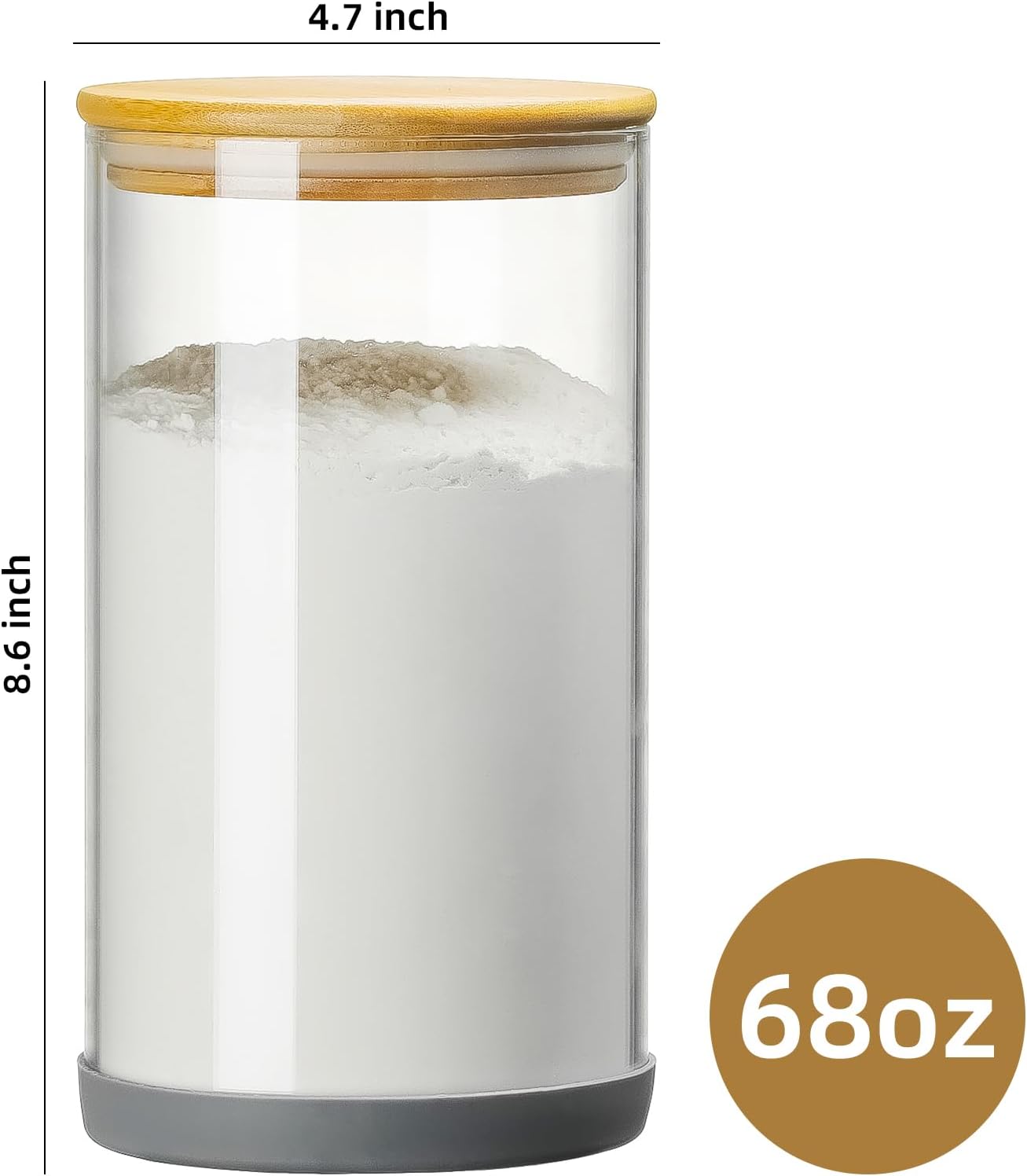 Dluxe Ave. Glass Jars with Bamboo Lids/ 3 Pack/Anti-slip Silicone Rubber Bottom/ 68 OZ /BPA-Free