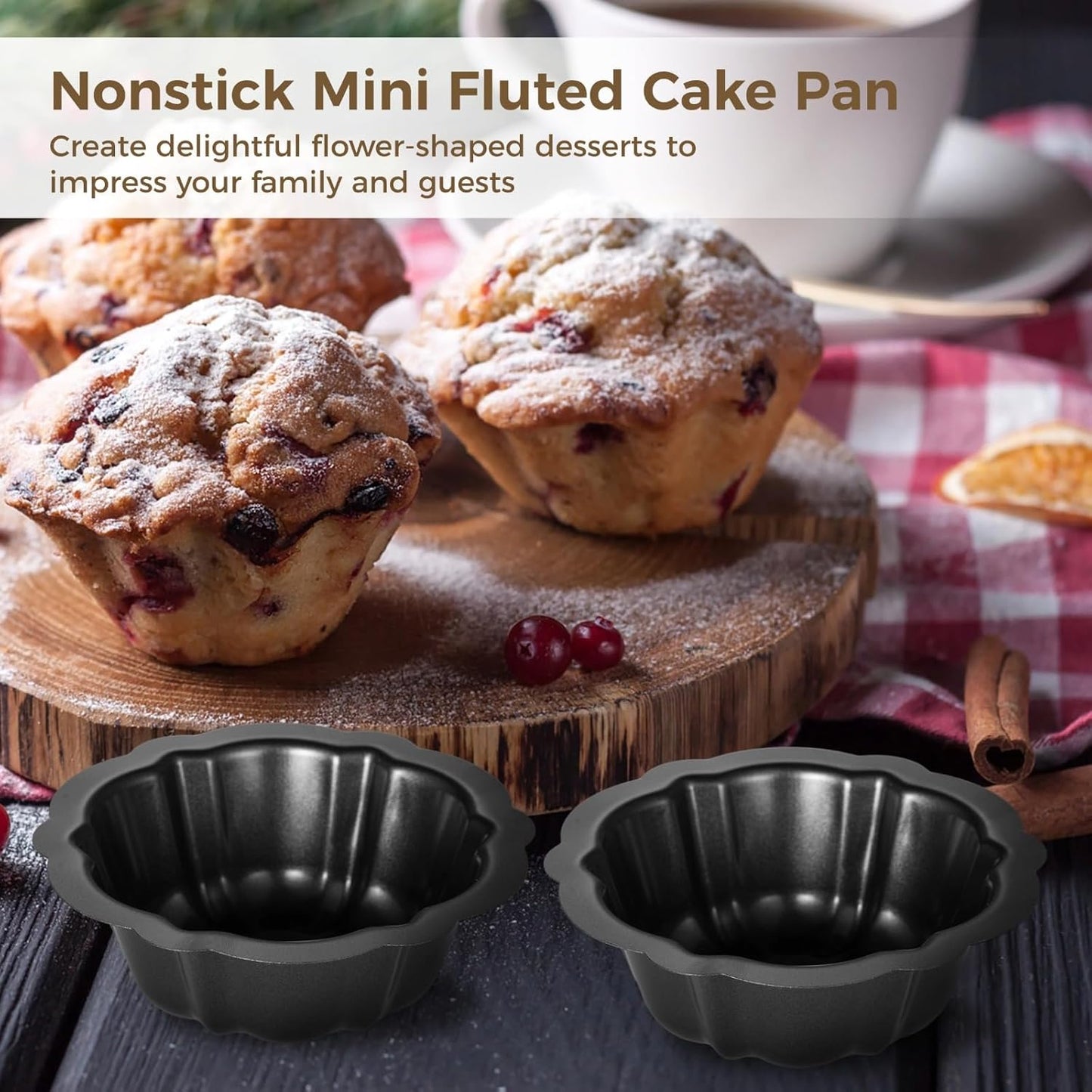 Dluxe Ave. 16 Pcs Mini Cake Pans 4.5Inch Carbon Steel Molds