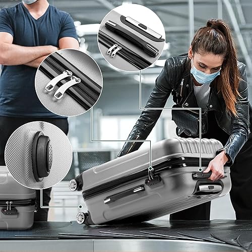 Dluxe Ave. 3 Piece Luggage Sets/ /TSA Locks/Spinner Wheels (Grey) 20,24,28
