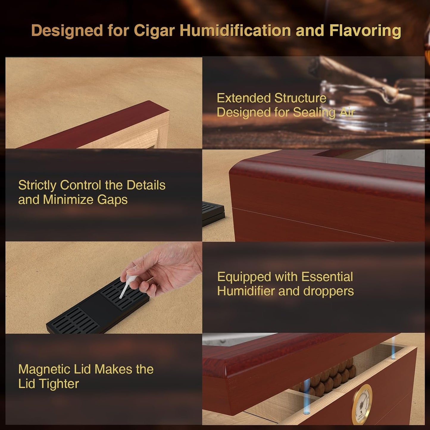 Dluxe Ave. Desktop Cigar Humidor/ Spanish Cedar Wood