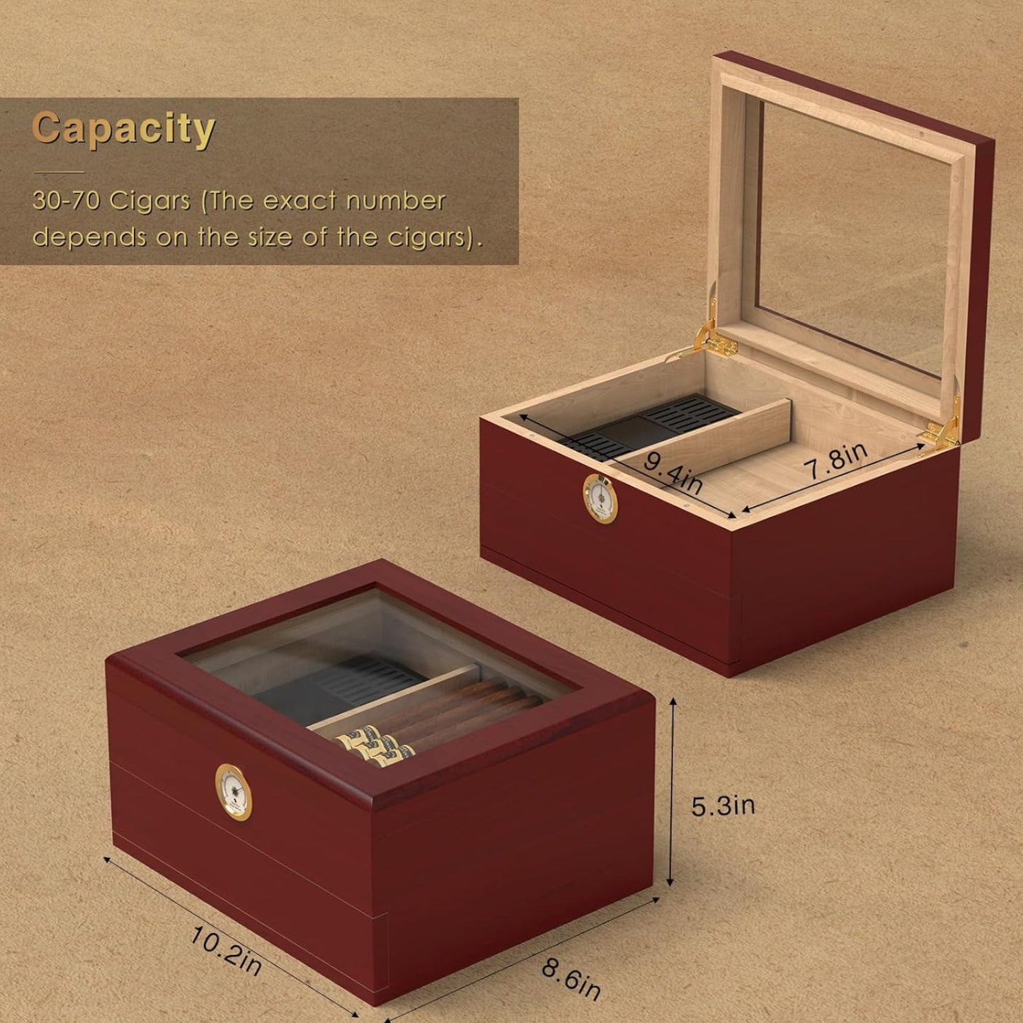 Dluxe Ave. Desktop Cigar Humidor/ Spanish Cedar Wood
