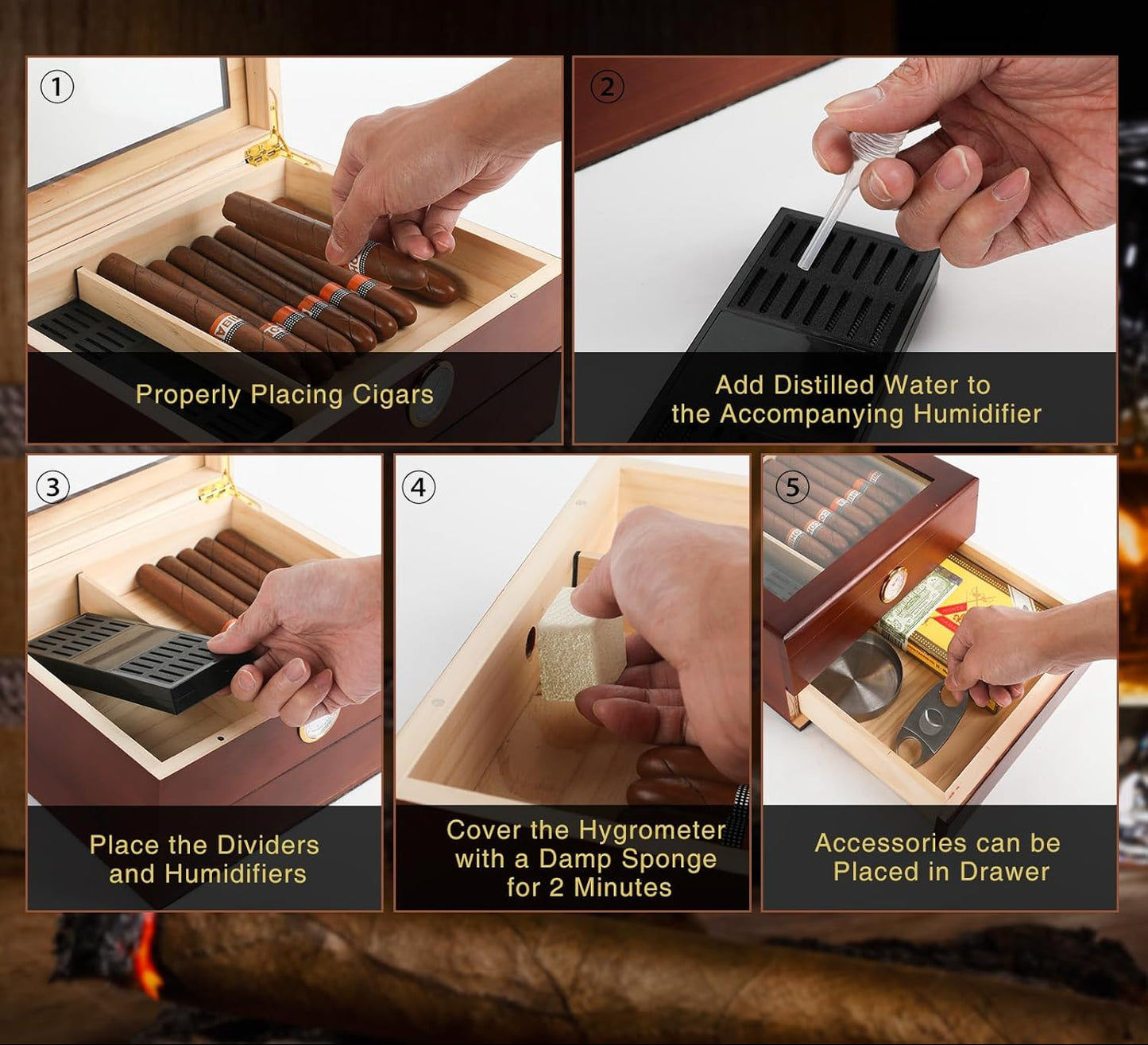 Dluxe Ave. Desktop Cigar Humidor/ Spanish Cedar Wood