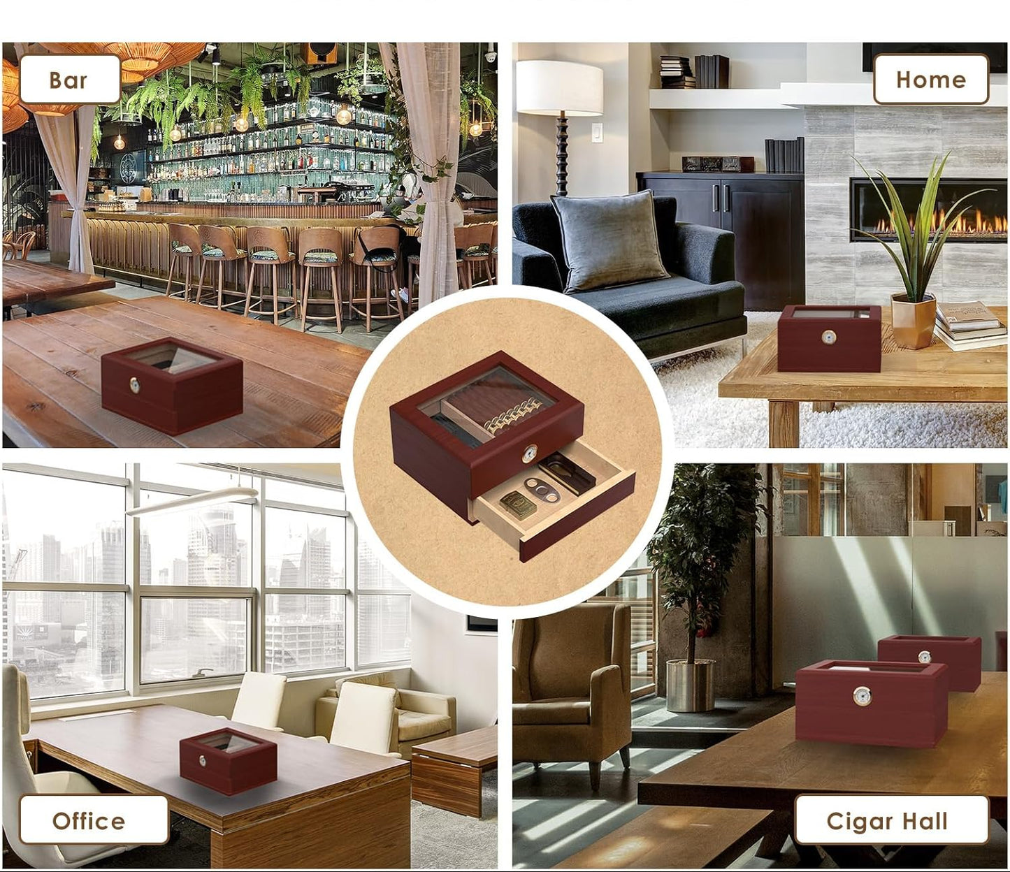 Dluxe Ave. Desktop Cigar Humidor/ Spanish Cedar Wood