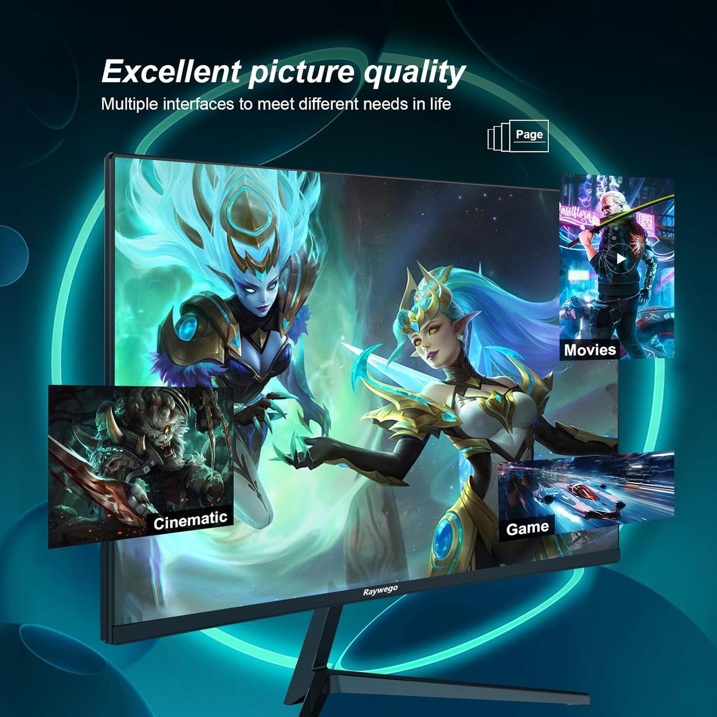 Dluxe Ave. Raywego 24 inch Curved Monitor 100Hz FHD 1920x1080p Refresh Rate 16:9 Aspect Ratio Ergonomic Tilt & VESA Compatible - Home Office Gaming Monitor Sync Visual Experience for Work & Play