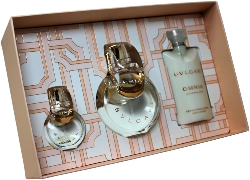 Dluxe Ave. BVLGARI Omnia Crystalline 3-Piece Set for Women (3.4 Oz Eau De Toilette Spray + 0.5 Oz Eau De Toilette Spray + 2.5 Oz Body Lotion)