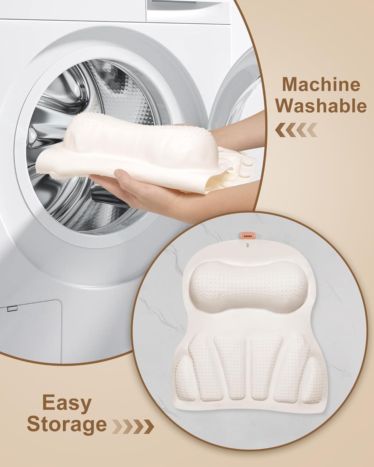 Dluxe Ave. Luxury Bathtub Pillow for Head and Neck, 36 Suction Cups/ Quick-Drying (White)