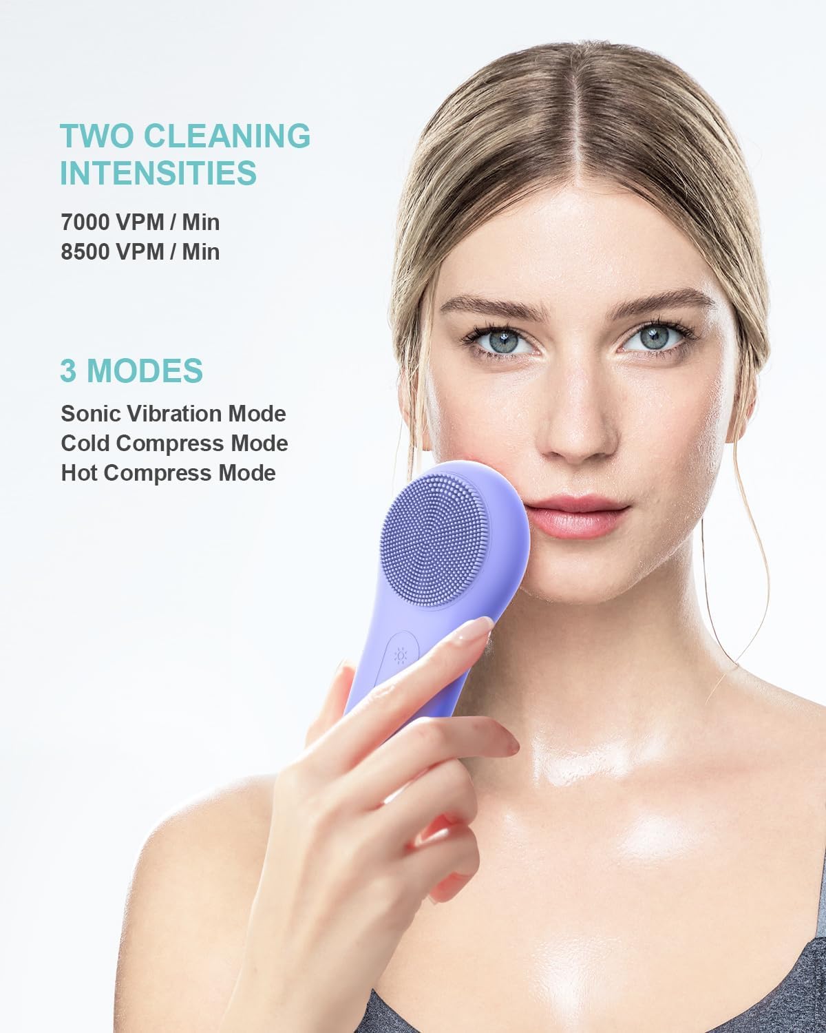 Dluxe Ave.  Rechargeable Face Brushes /Scrubber Cleanser Brush 1 Pack+3 Modes/ Violet