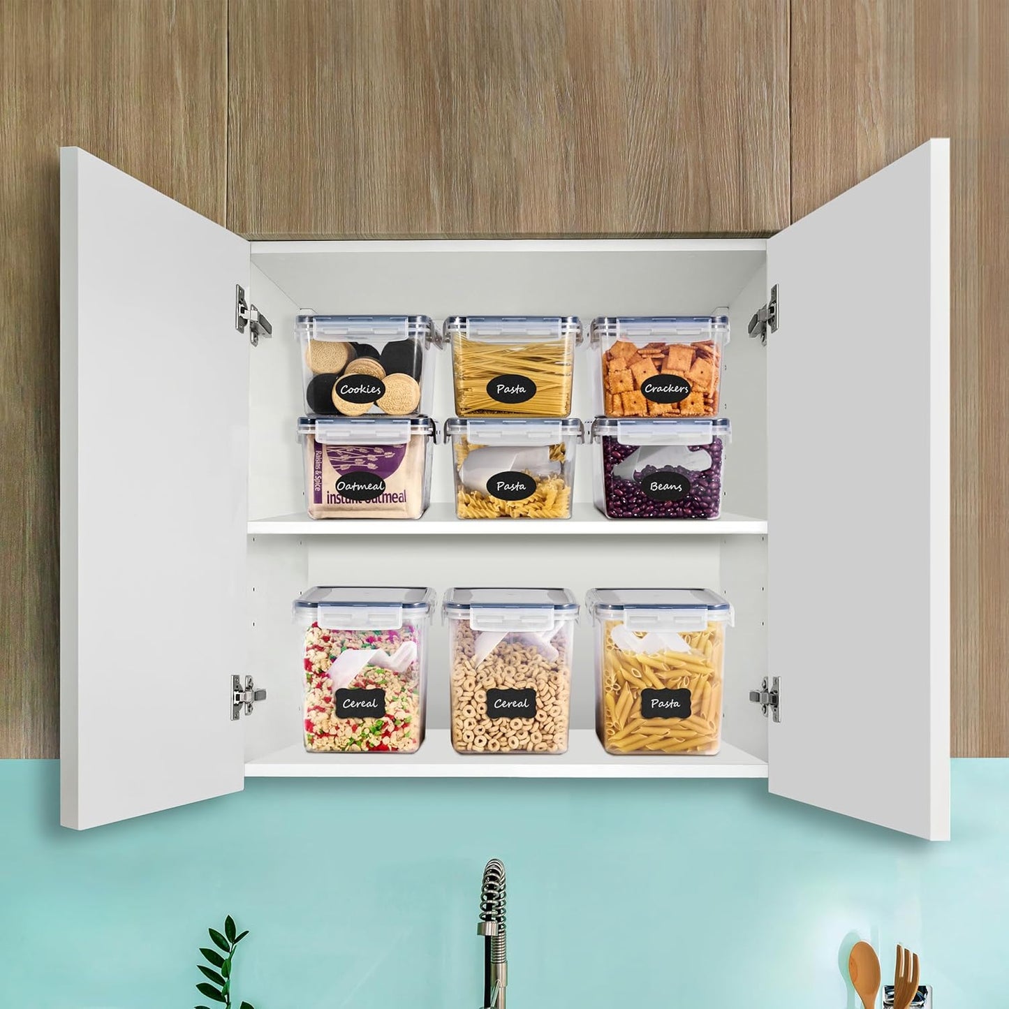 Dluxe Ave. Food Storage Containers - Pack of 8 - Air Tight Four-Way Snap Lids