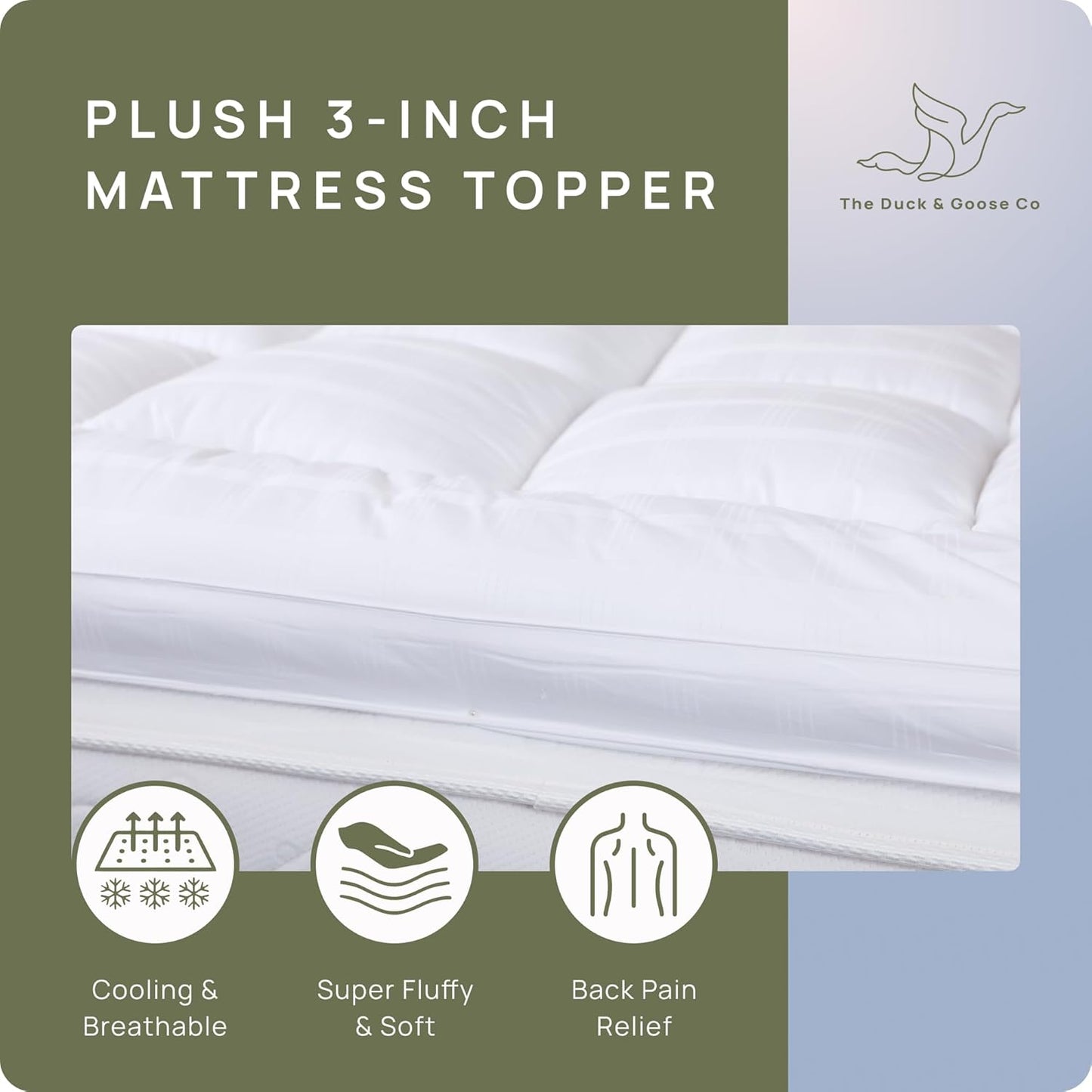 Dluxe Ave. ( KING ) 3 Inch Memory Foam Mattress Topper, 78x80in