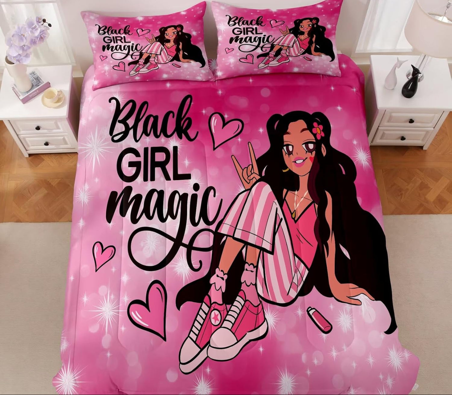Dluxe Ave. ( TWIN ) 3 Pcs Comforter and Bedding Set/ Pink