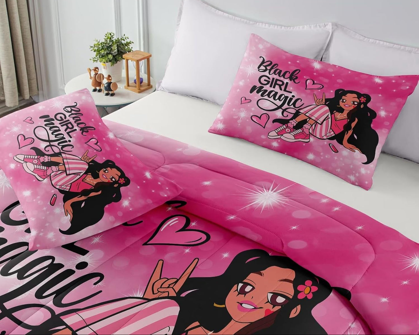 Dluxe Ave. ( TWIN ) 3 Pcs Comforter and Bedding Set/ Pink