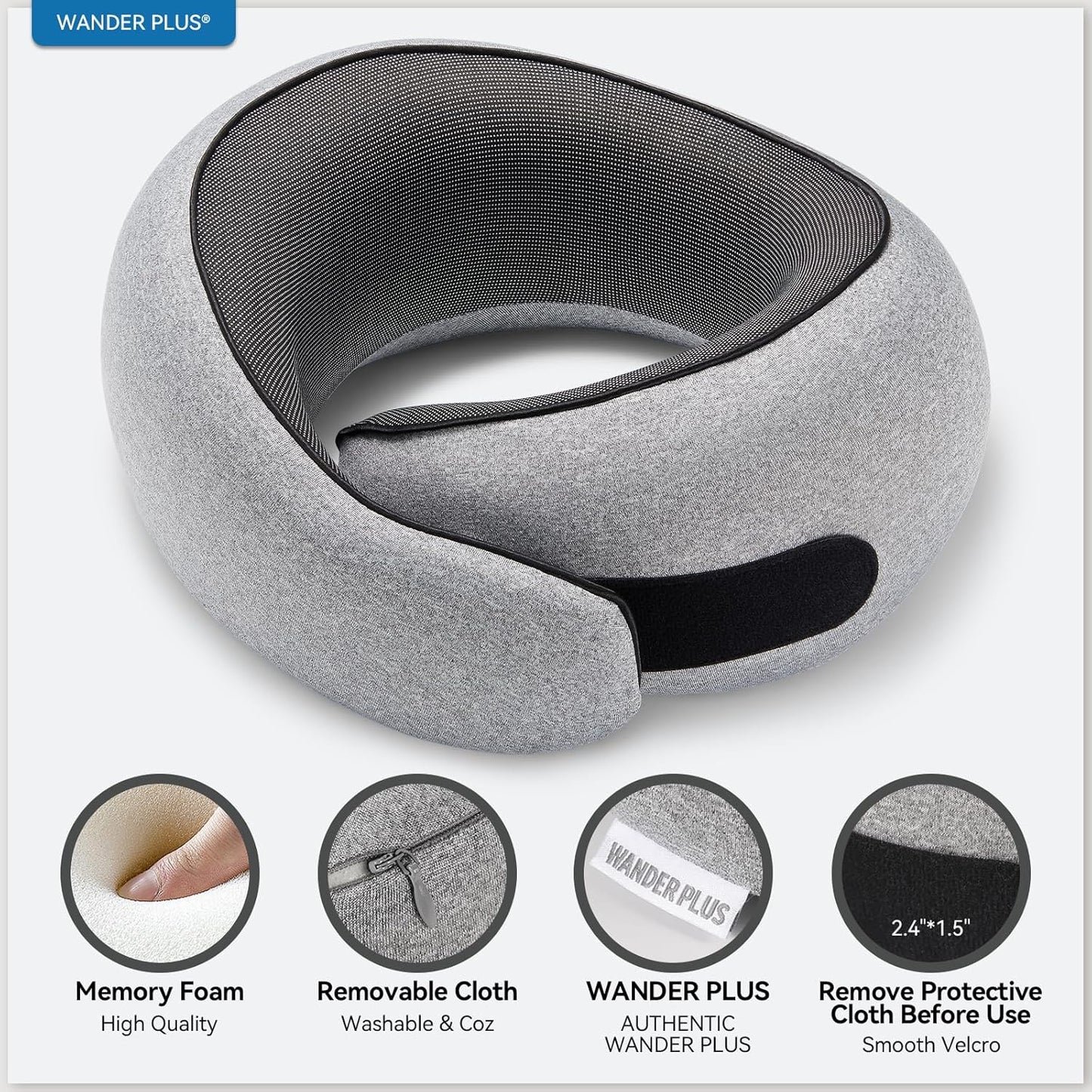 Dluxe Ave. Travel Neck Pillow Pure Memory Foam/ Airplanes Comfortable/ Black