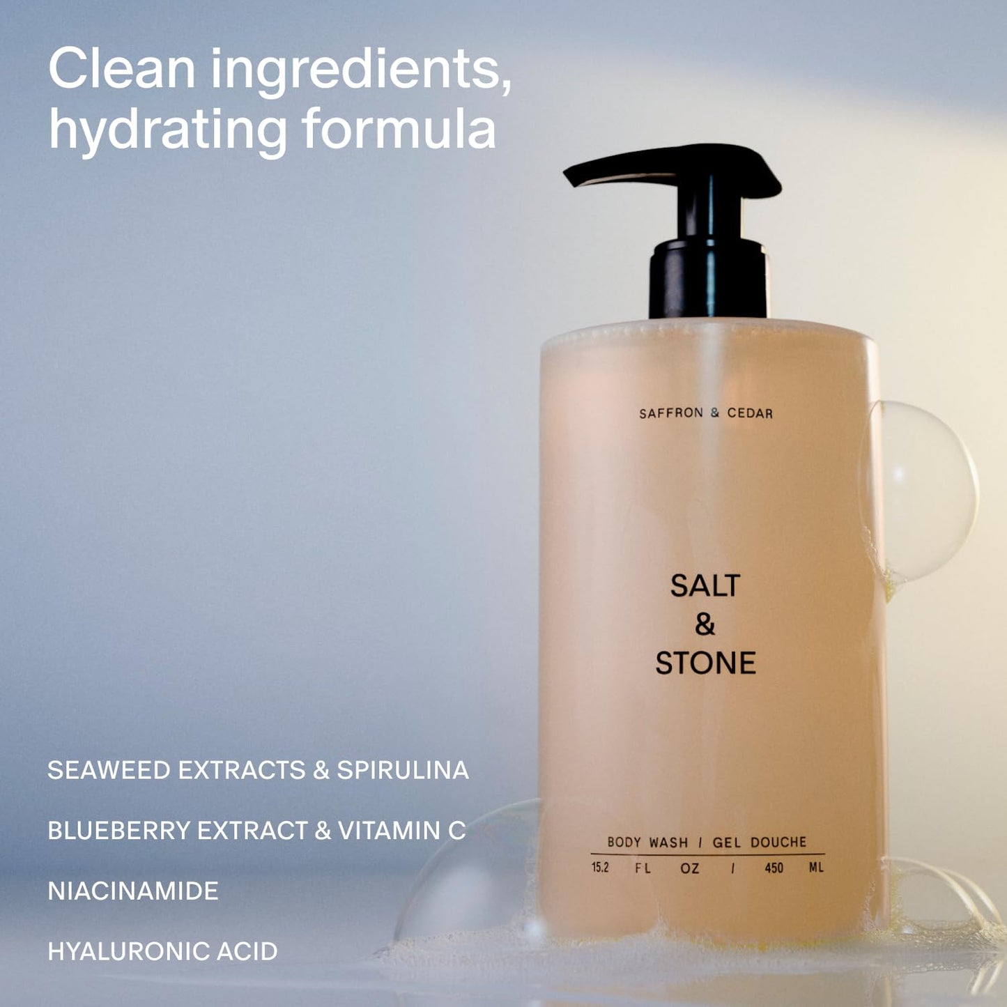 Dluxe Ave. Salt & Stone Body Wash with Antioxidants for Deep Moisture | For Women & Men  15.2 fl oz