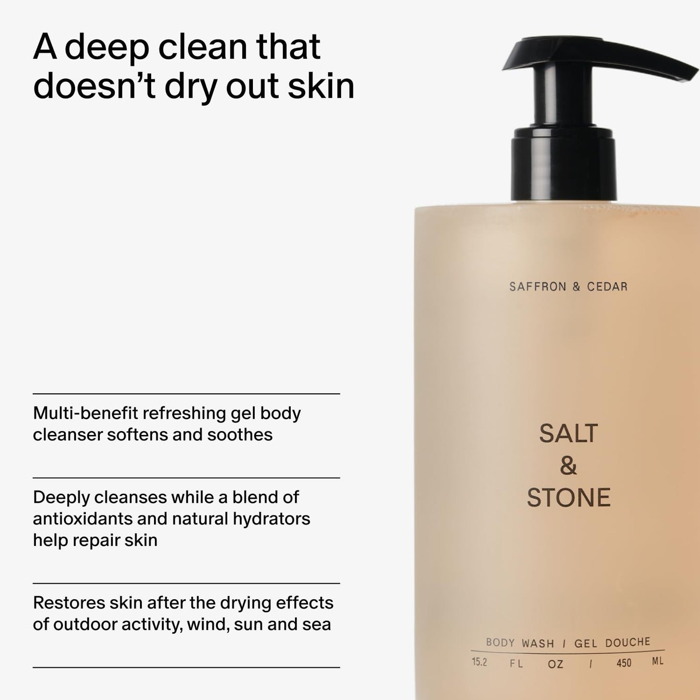 Dluxe Ave. Salt & Stone Body Wash with Antioxidants for Deep Moisture | For Women & Men  15.2 fl oz