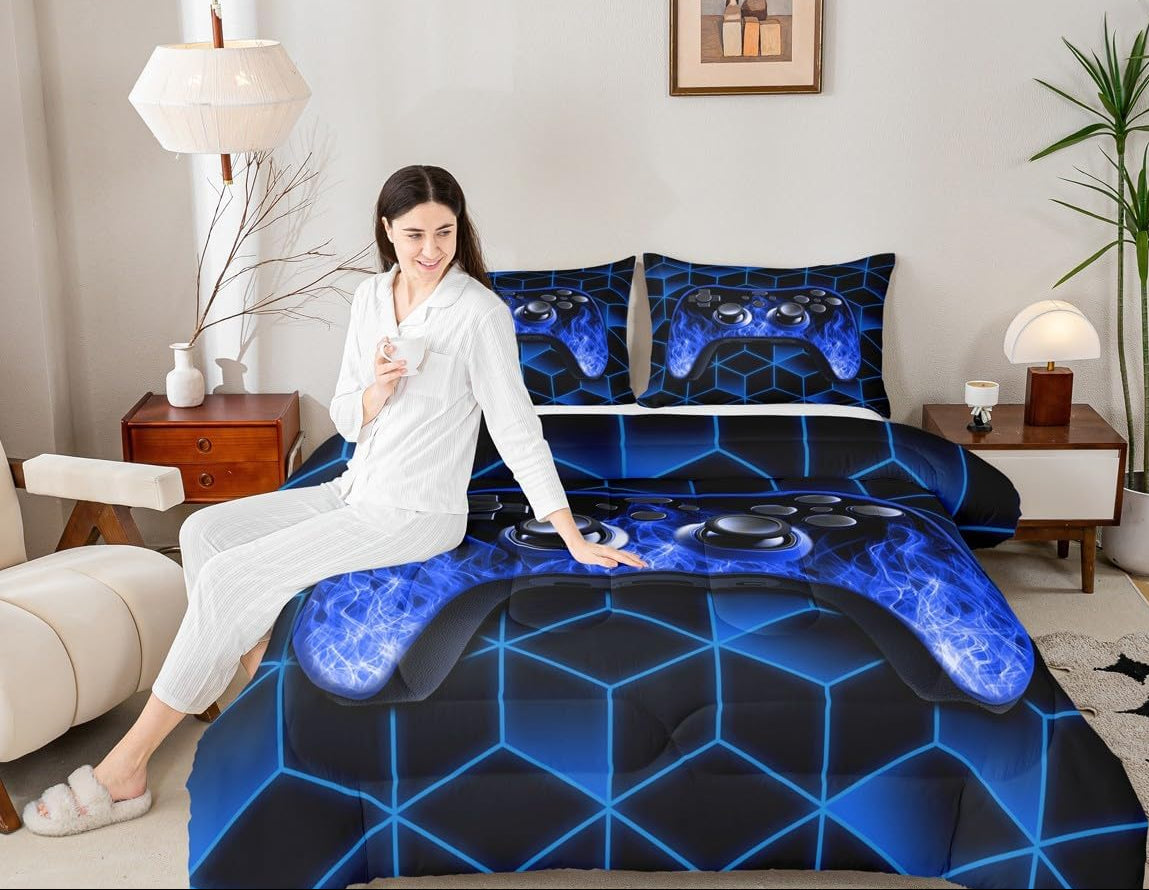 Dluxe Ave. ( KING ) 3 Pcs. Comforter Set, Blue