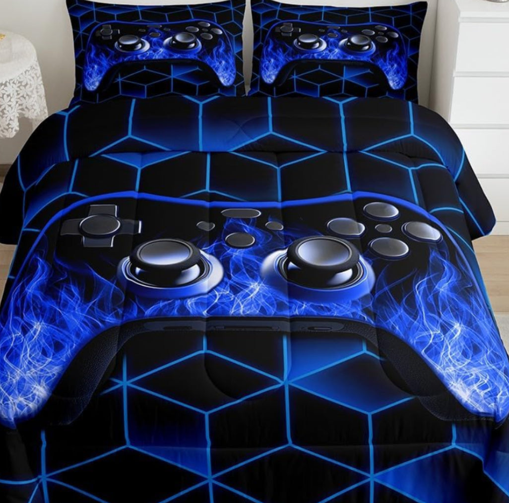 Dluxe Ave. ( KING ) 3 Pcs. Comforter Set, Blue
