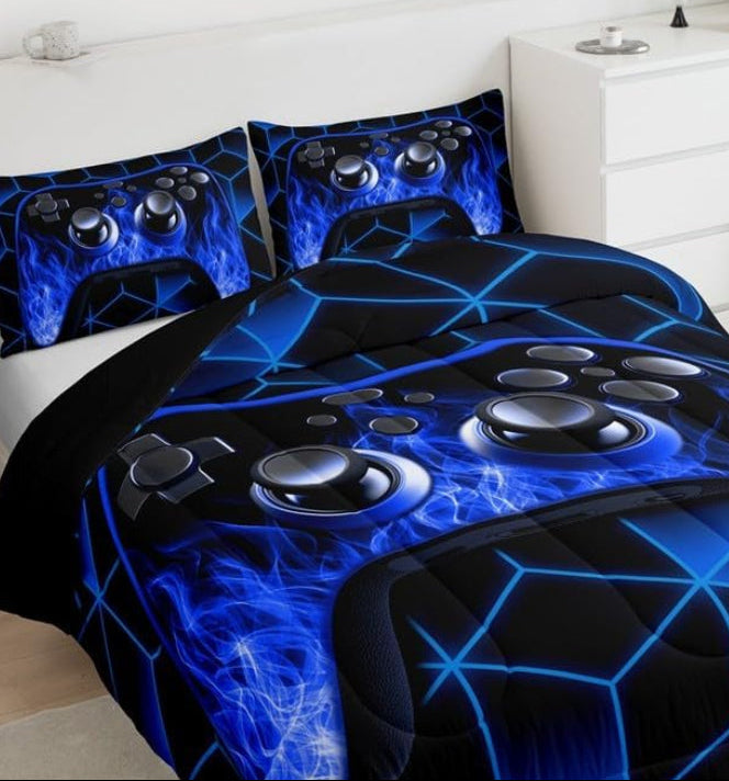 Dluxe Ave. ( KING ) 3 Pcs. Comforter Set, Blue