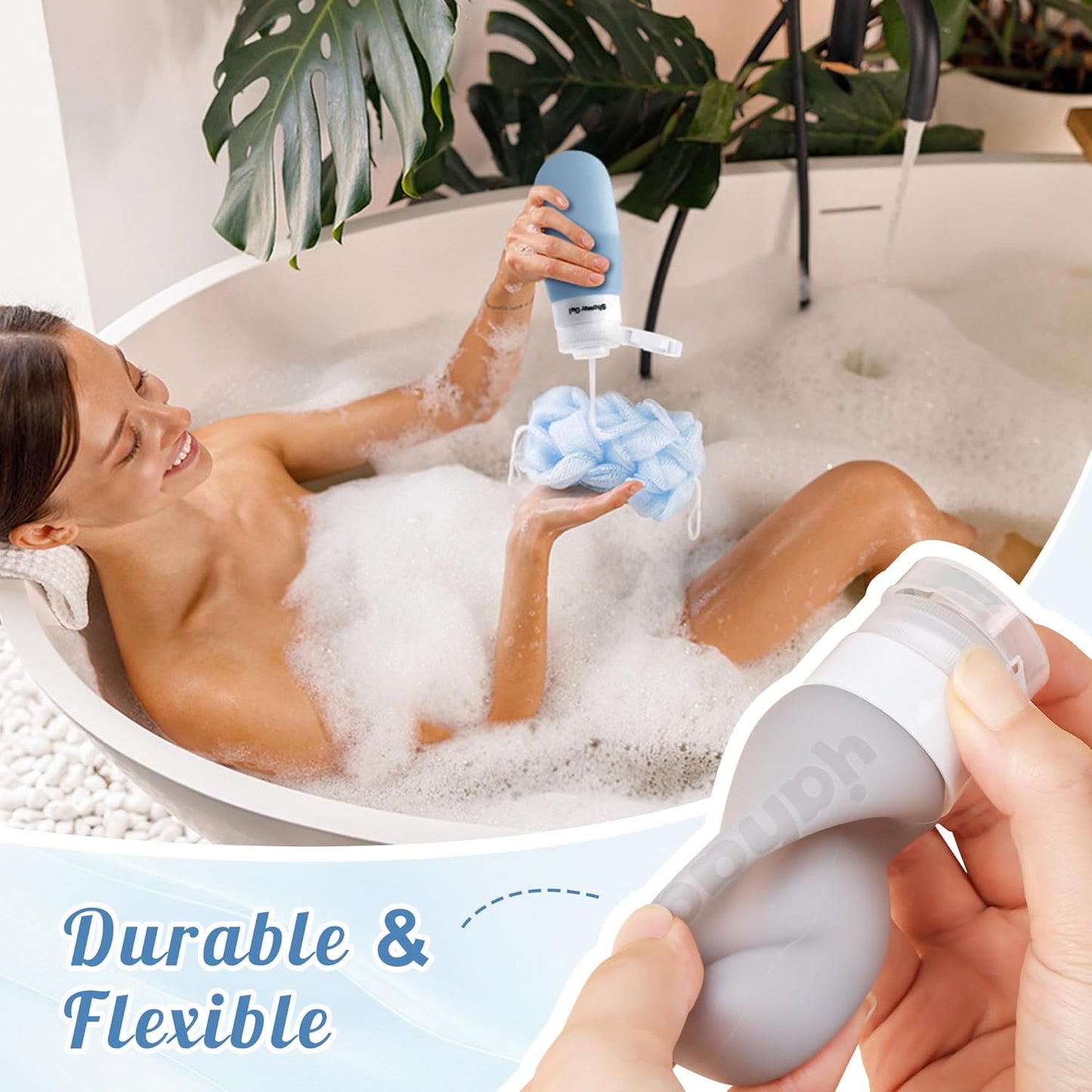 Dluxe Ave. 3oz Travel Bottles for Toiletries/ Leak Proof/ TSA Approved/ 5 Pack/ Black