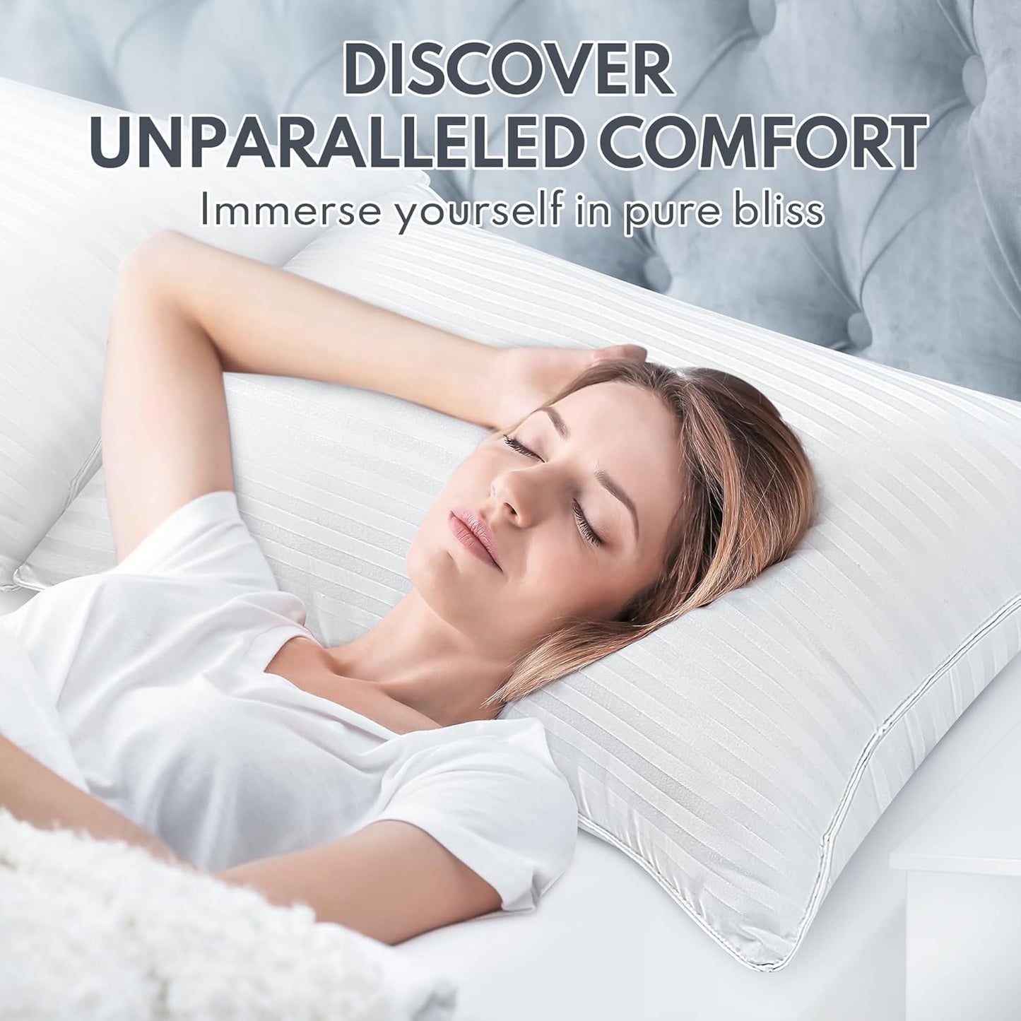 Dluxe Ave. ( QUEEN ) Bed Pillows Set of 2, { FLUFFY SOFT } Premium Down, Luxury Hotel Quality