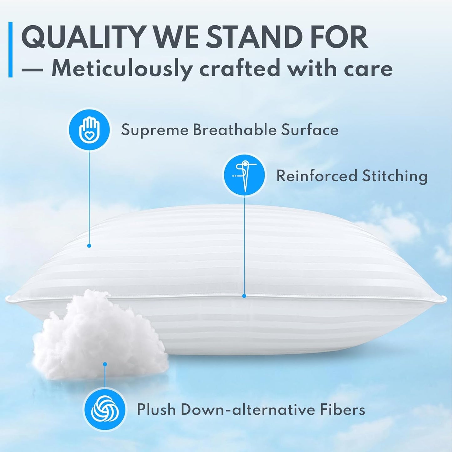 Dluxe Ave. ( QUEEN ) Bed Pillows Set of 2, { FLUFFY SOFT } Premium Down, Luxury Hotel Quality