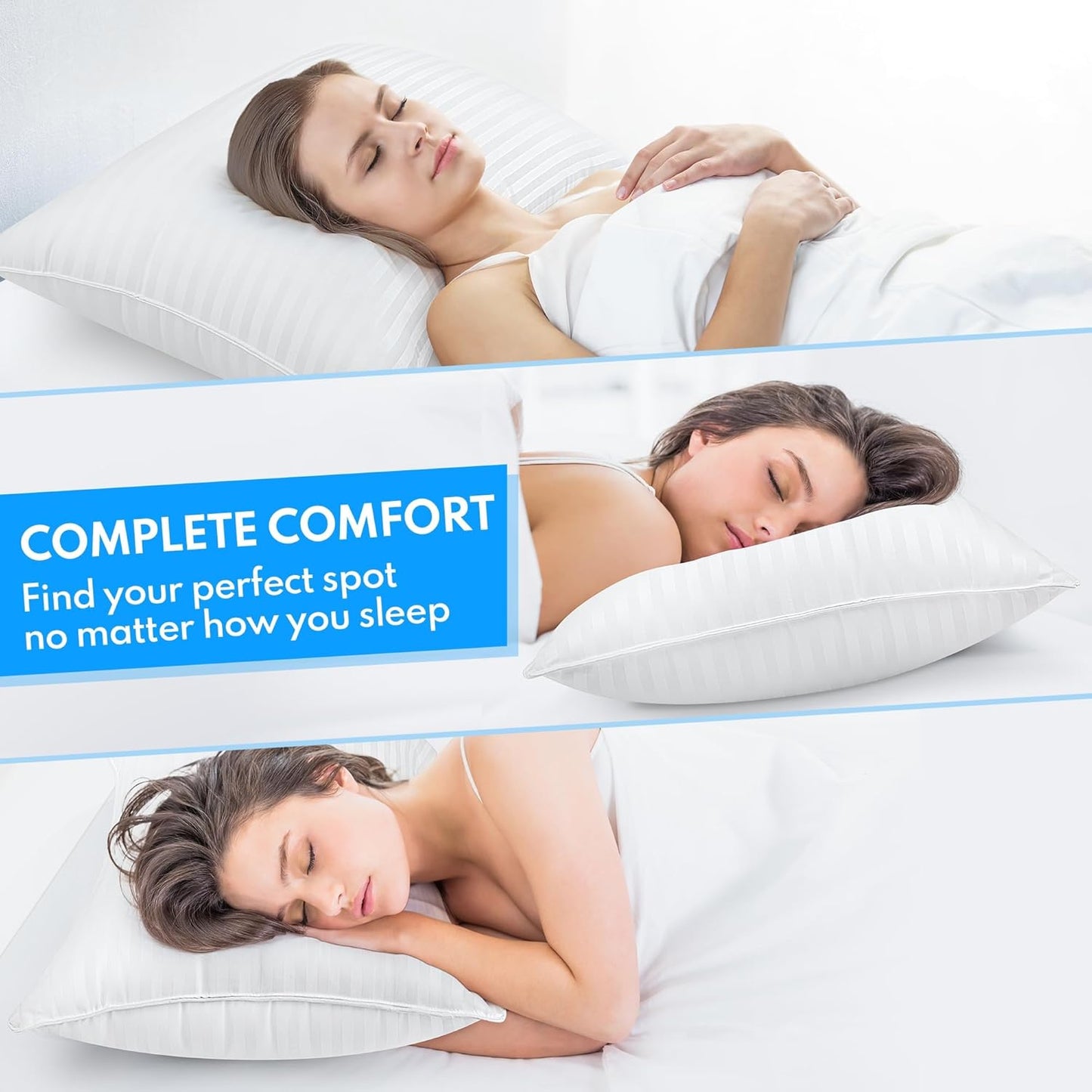Dluxe Ave. ( QUEEN ) Bed Pillows Set of 2, { FLUFFY SOFT } Premium Down, Luxury Hotel Quality