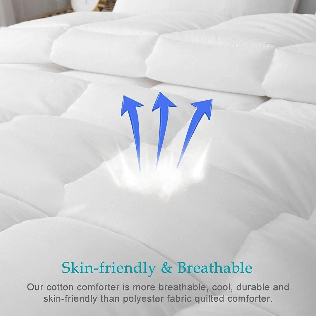Dluxe Ave. ( QUEEN ) 100% Cotton Down Alternative Comforter/ Oversized for All Season/ White